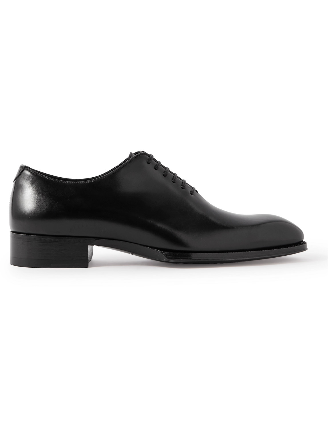 Shop Tom Ford Elkan Whole-cut Glossed-leather Oxford Shoes In Black