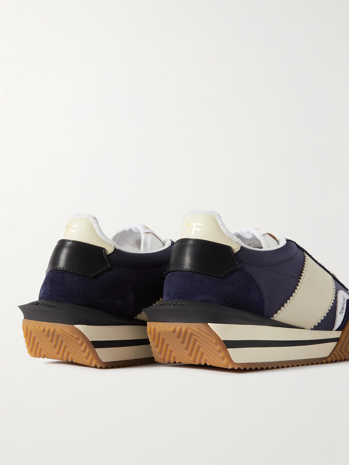 Shop Tom Ford James Rubber-trimmed Suede, Nylon And Leather Sneakers In Blue