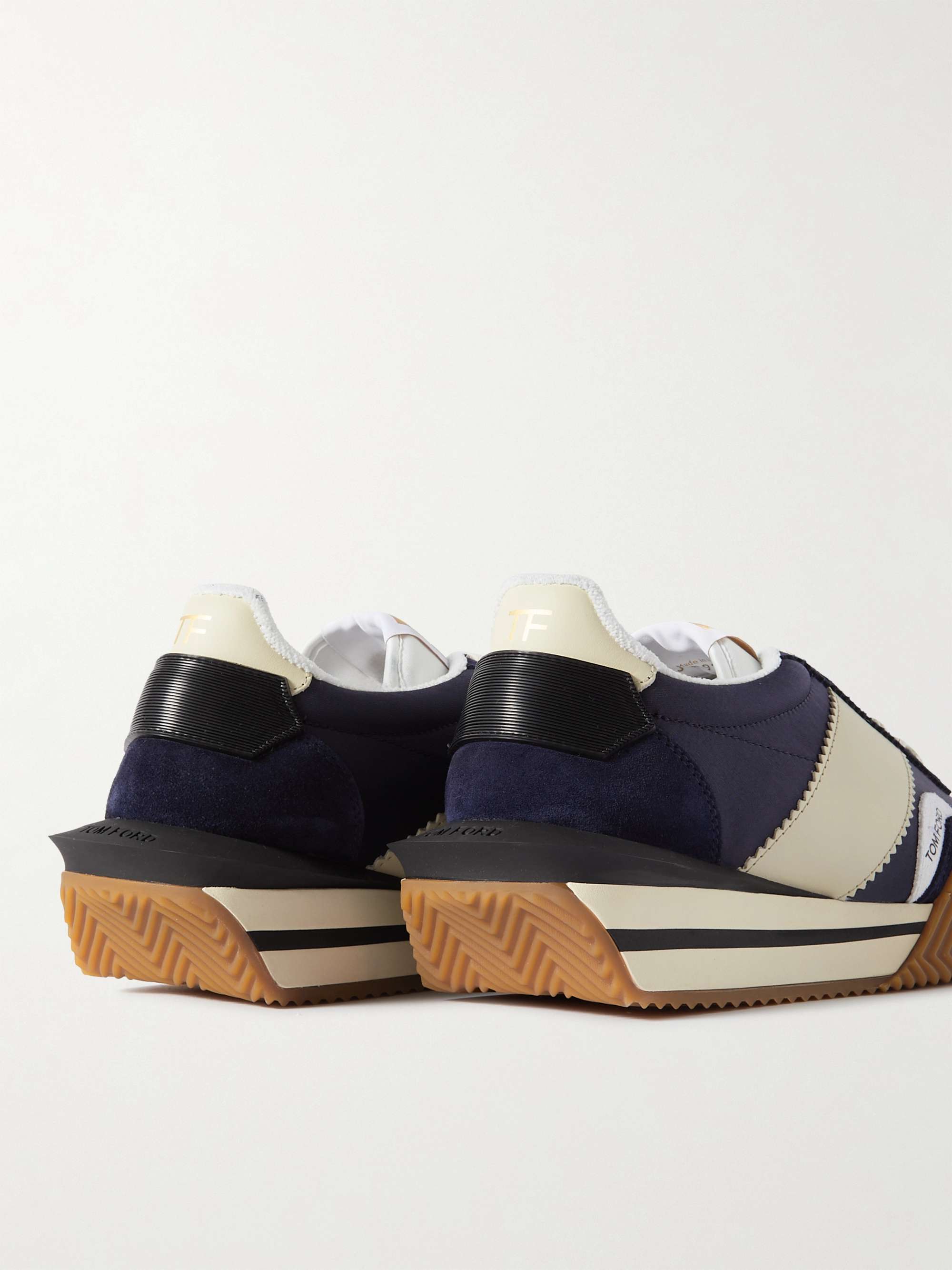 TOM FORD James Rubber-Trimmed Leather, Suede and Nylon Sneakers