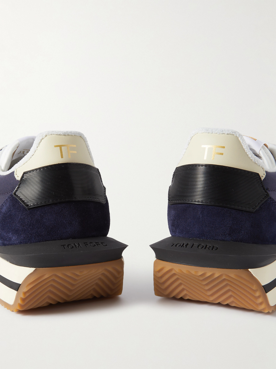 Shop Tom Ford James Rubber-trimmed Suede, Nylon And Leather Sneakers In Blue