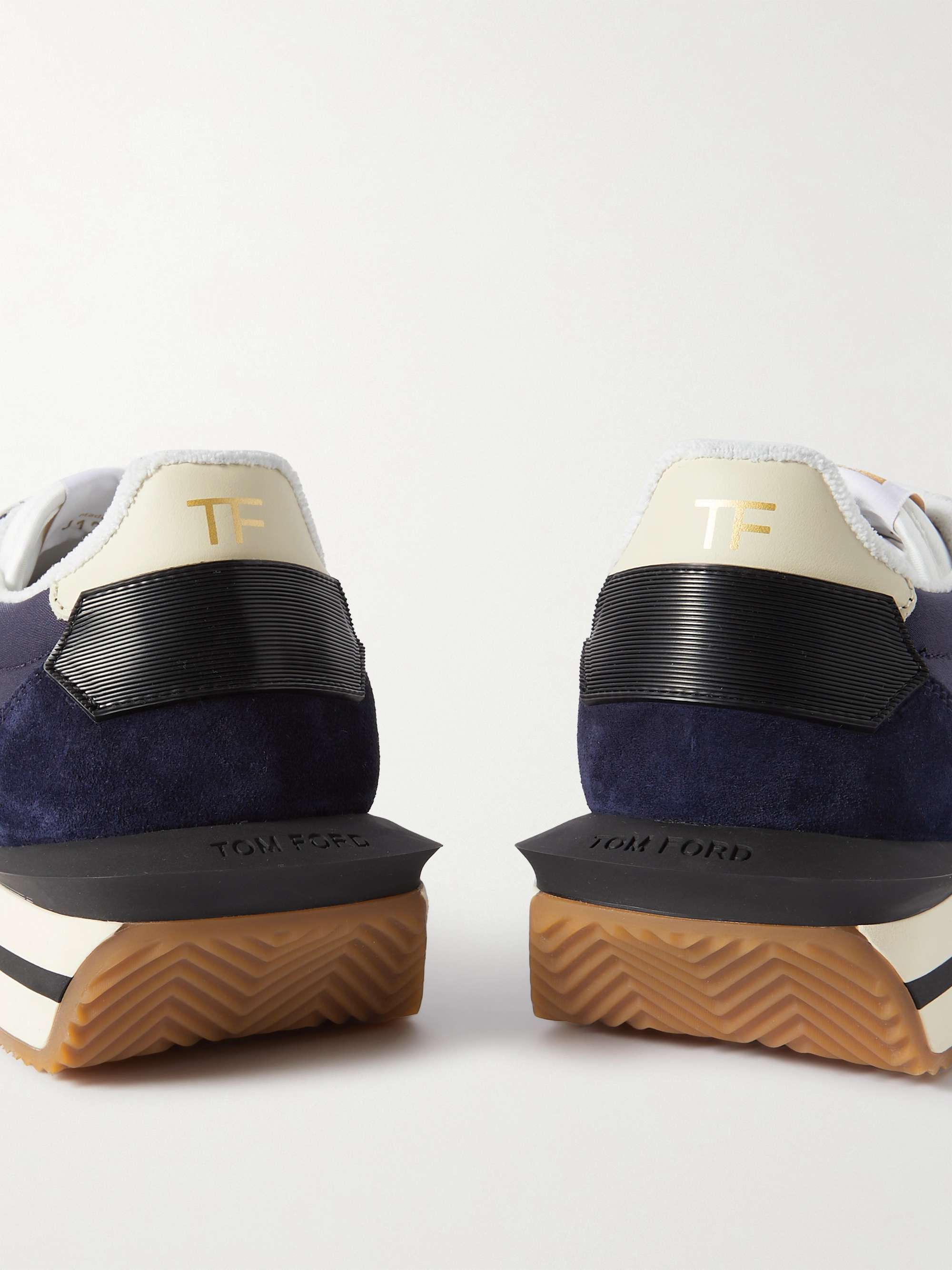 James Rubber Trimmed Suede Nylon and Leather Sneakers