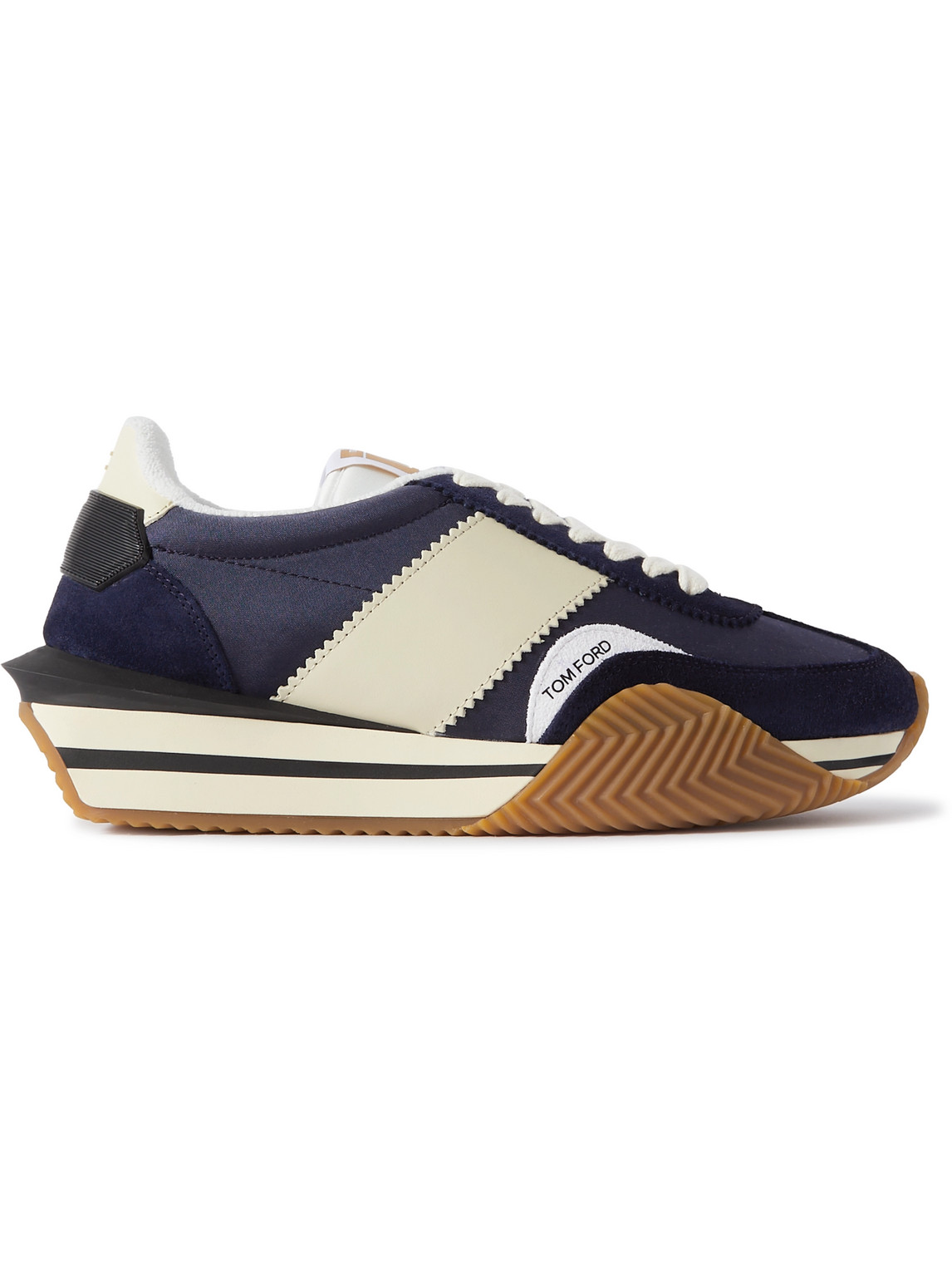 Shop Tom Ford James Rubber-trimmed Suede, Nylon And Leather Sneakers In Blue
