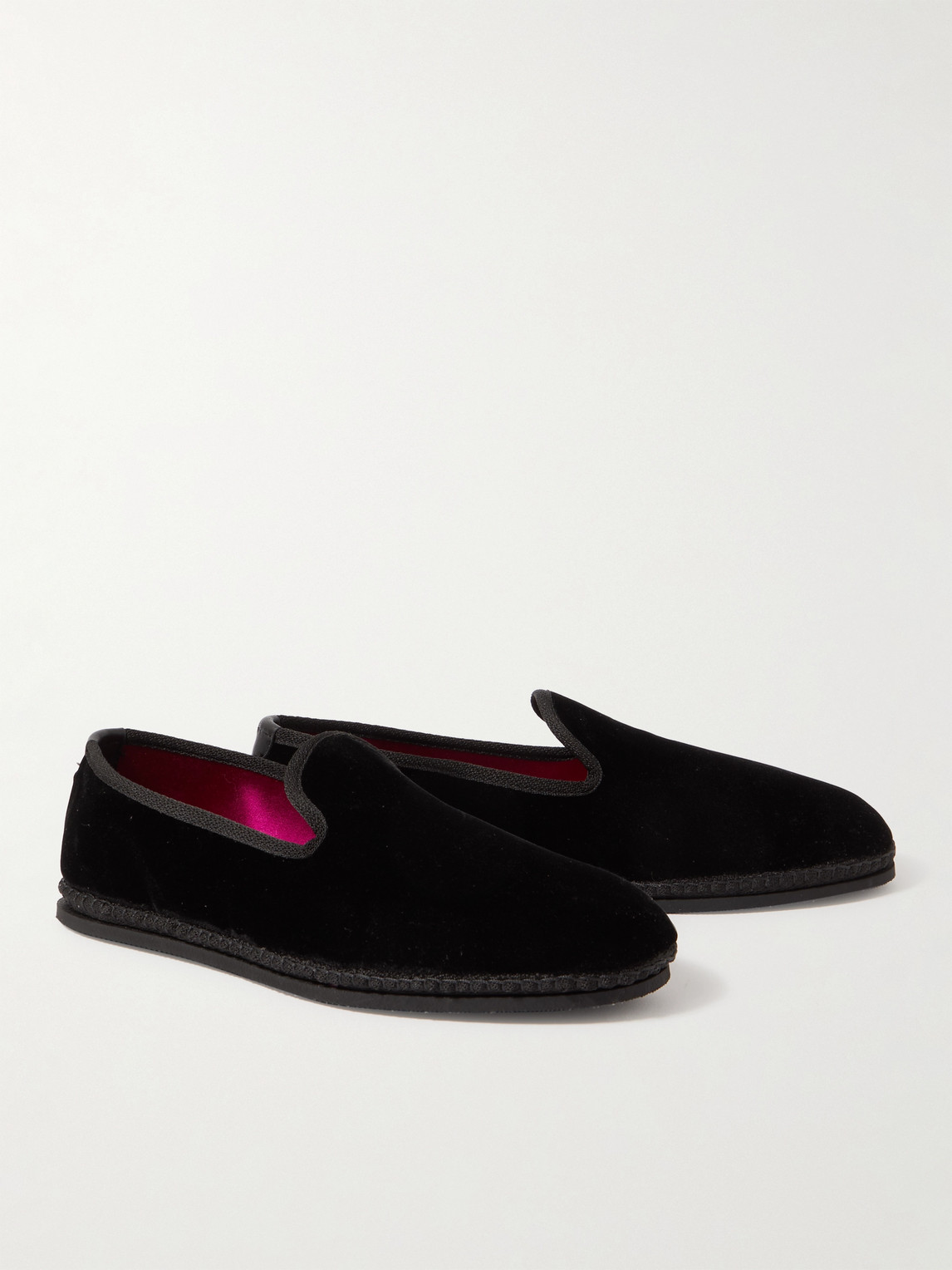 Shop Tom Ford Neal Grosgrain And Leather-trimmed Velvet Slippers In Black