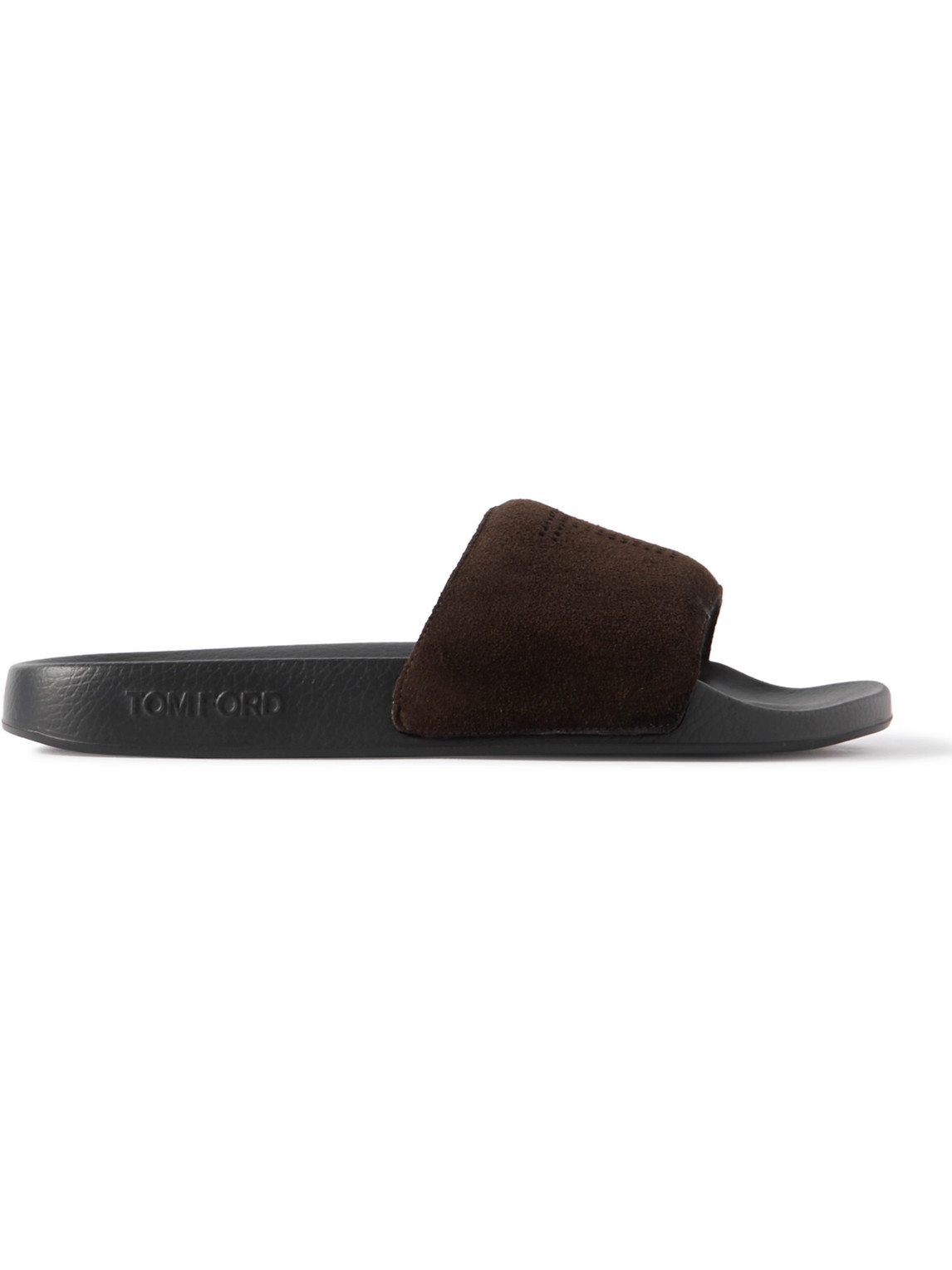 TOM FORD - Ricky Logo-Perforated Suede Slides - Men - Brown - UK 13