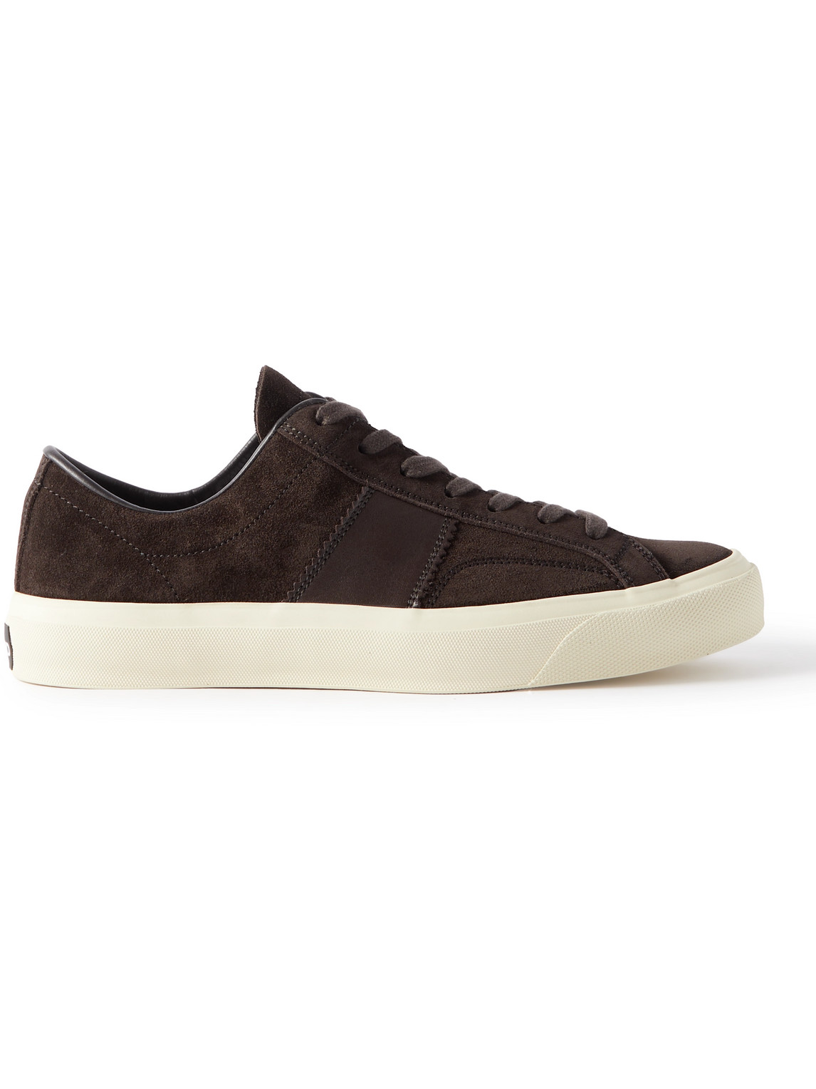 Shop Tom Ford Cambridge Leather-trimmed Suede Sneakers In Brown
