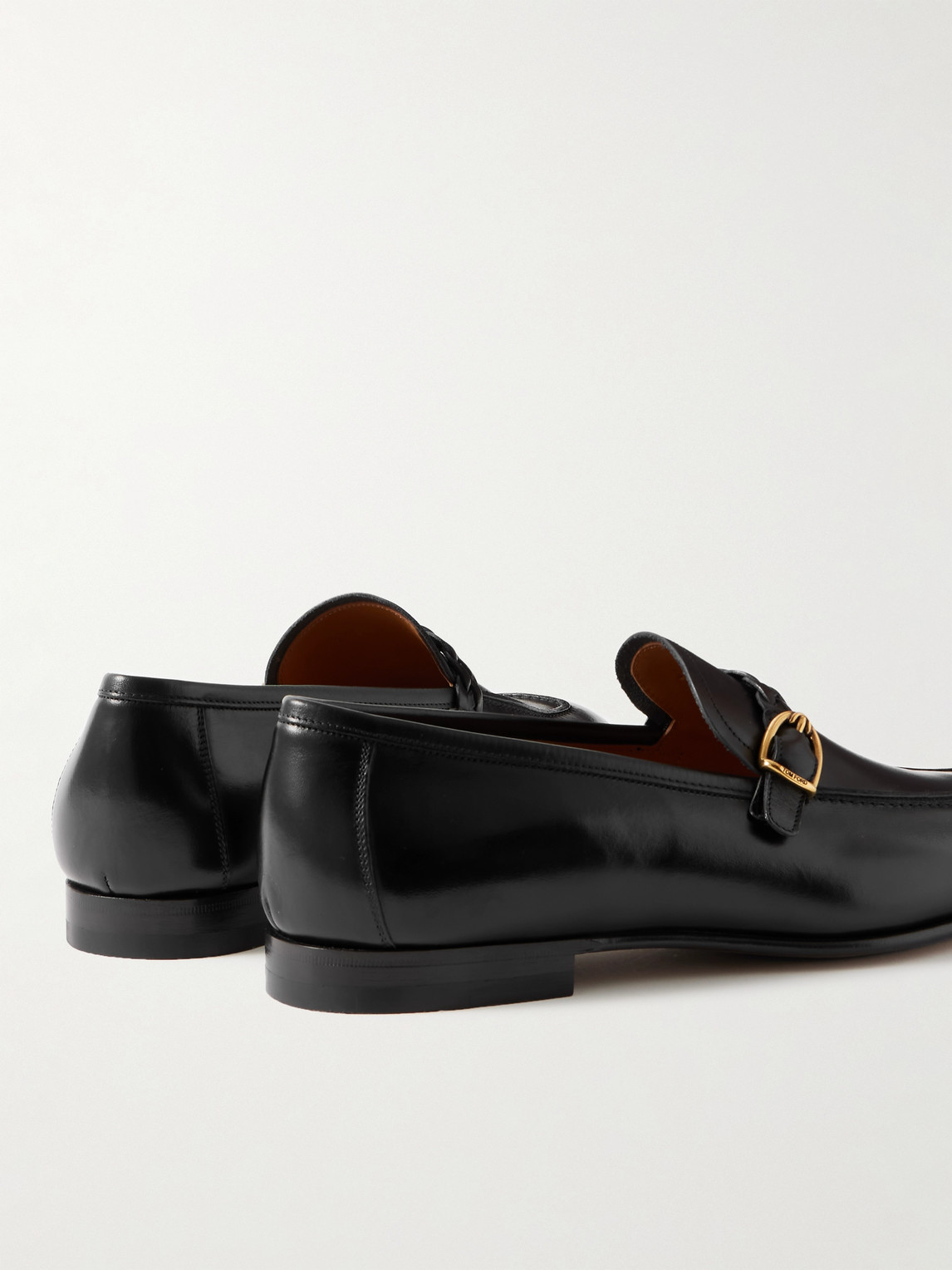 Shop Tom Ford Martin Burnished-leather Loafers In Black