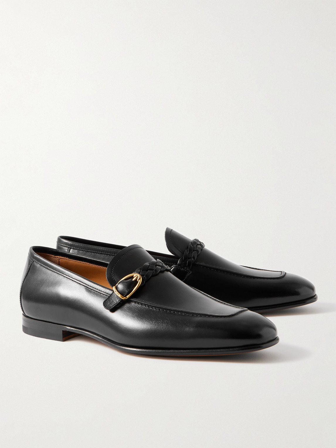 Shop Tom Ford Martin Burnished-leather Loafers In Black