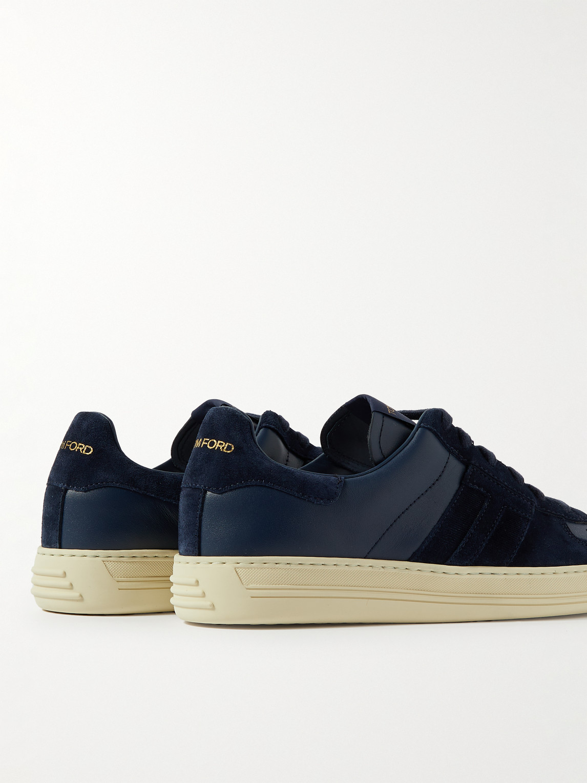 Shop Tom Ford Radcliffe Suede And Leather Sneakers In Blue