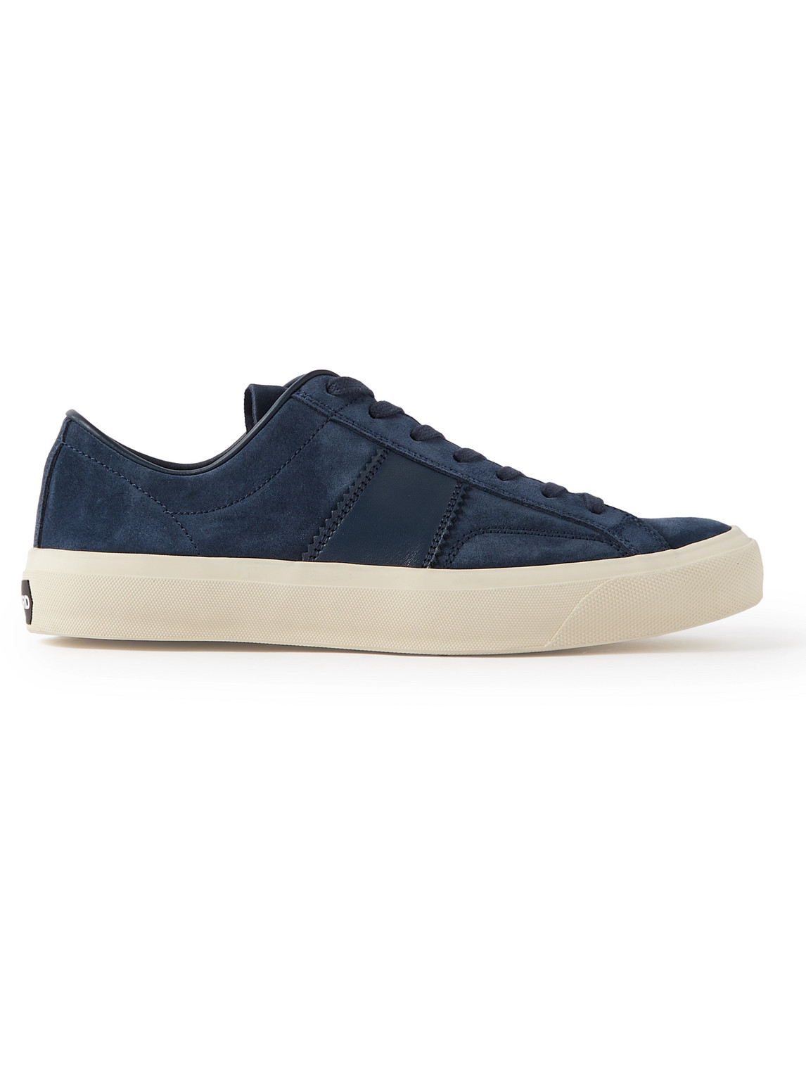 Shop Tom Ford Cambridge Leather-trimmed Suede Sneakers In Blue