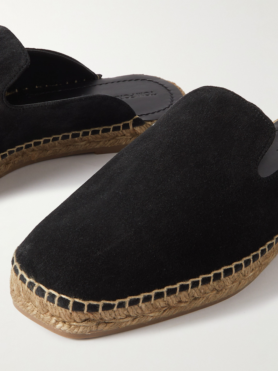 Shop Tom Ford Barnes Suede Backless Espadrilles In Black