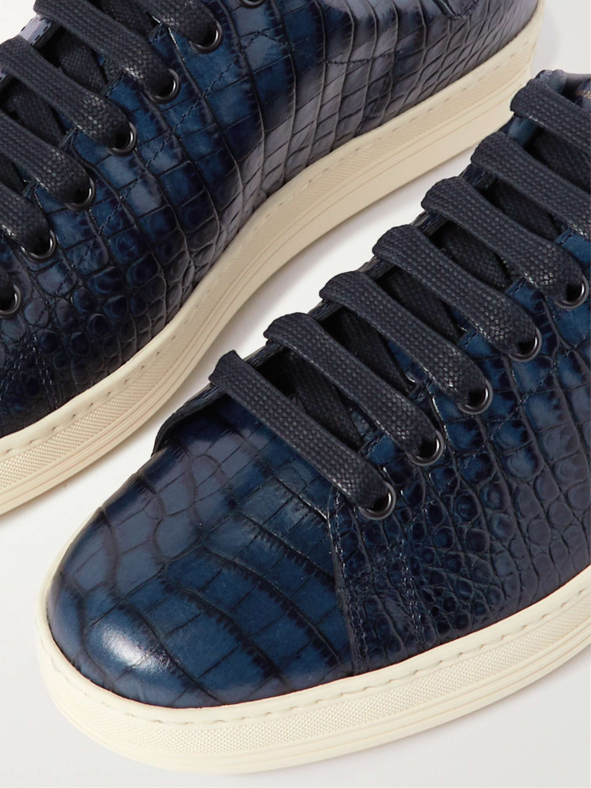 TOM FORD Warwick Croc-Effect Leather Sneakers