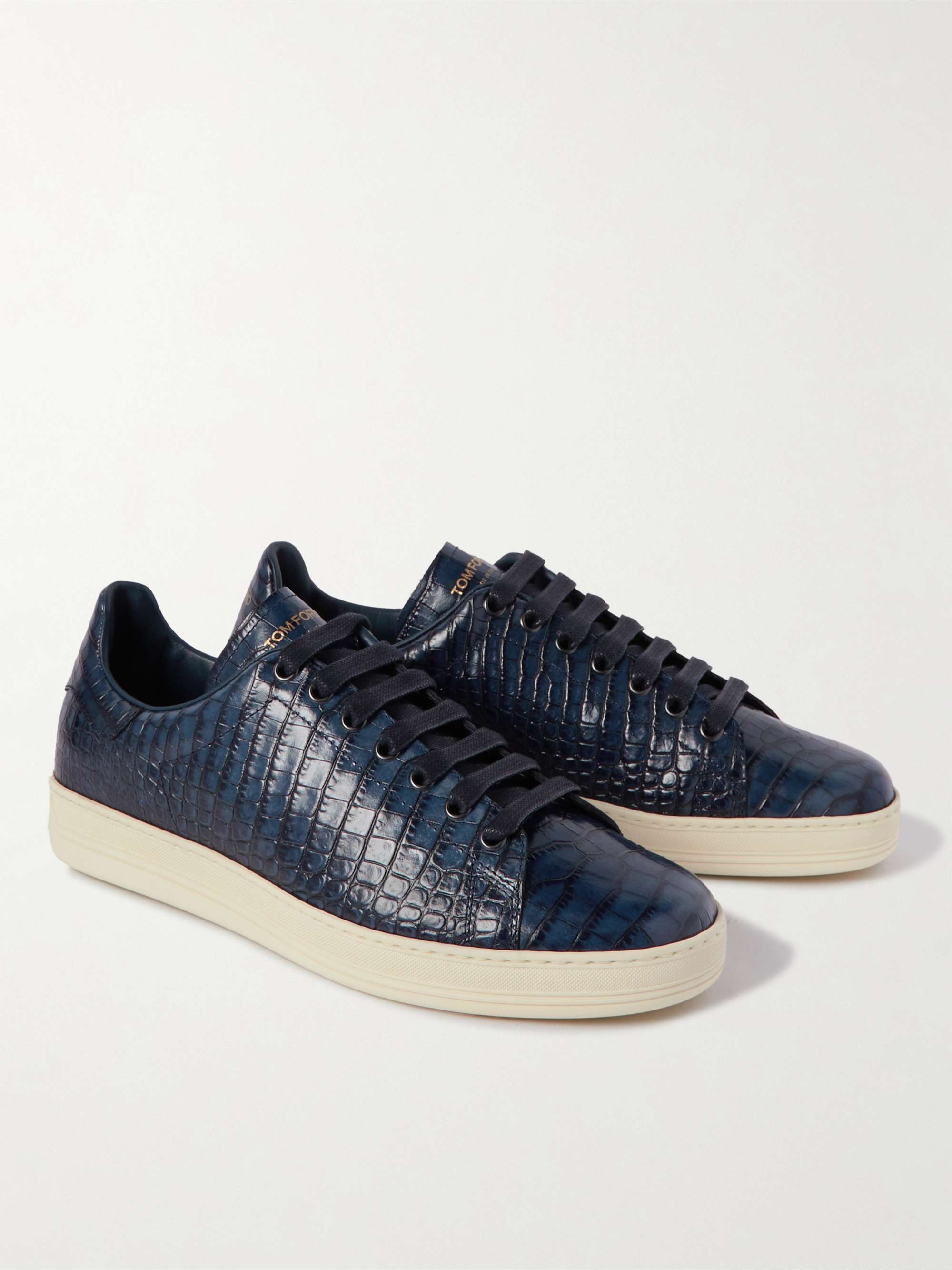 TOM FORD Warwick Croc-Effect Leather Sneakers