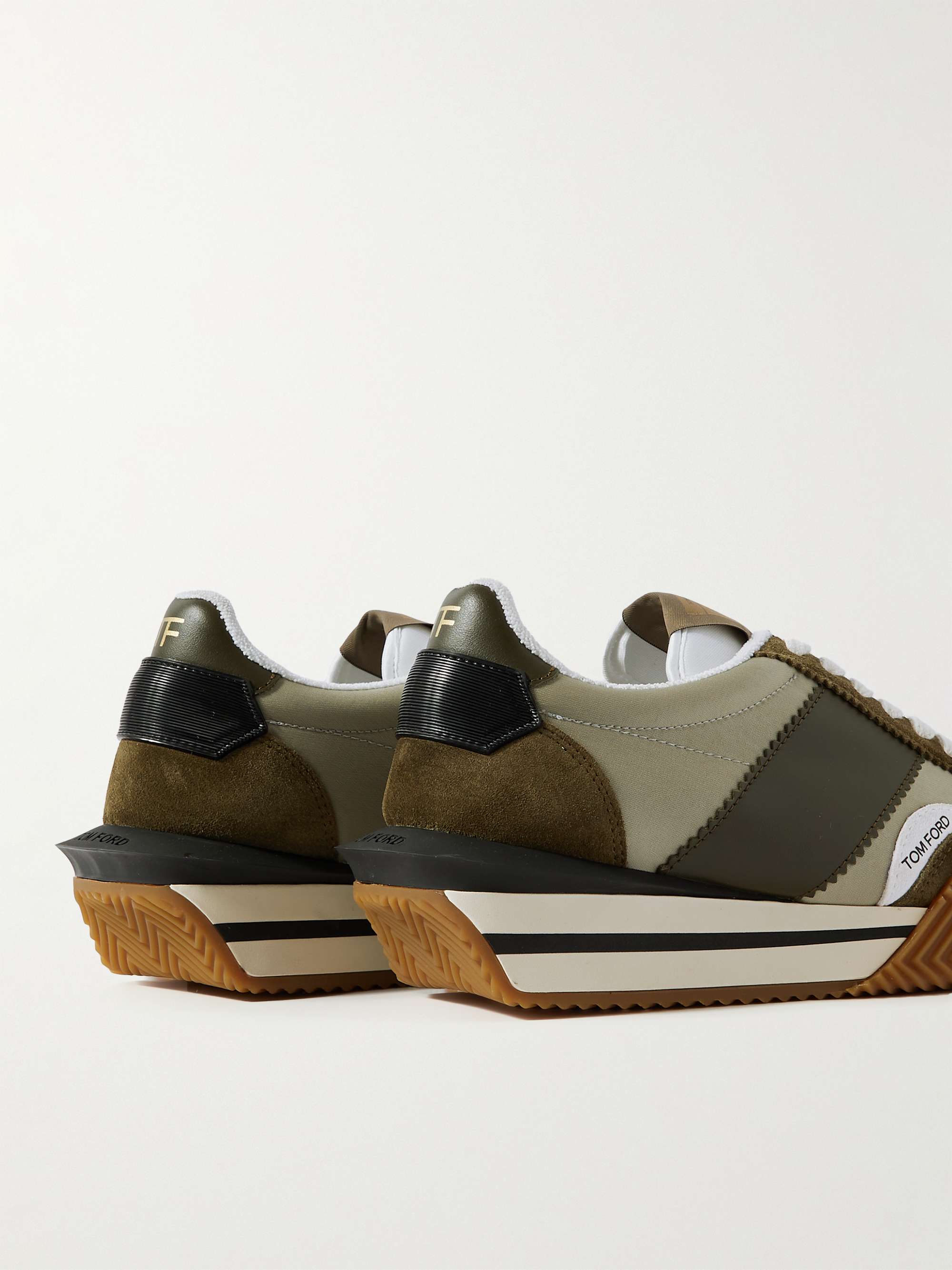 TOM FORD James Rubber-Trimmed Leather, Suede and Nylon Sneakers
