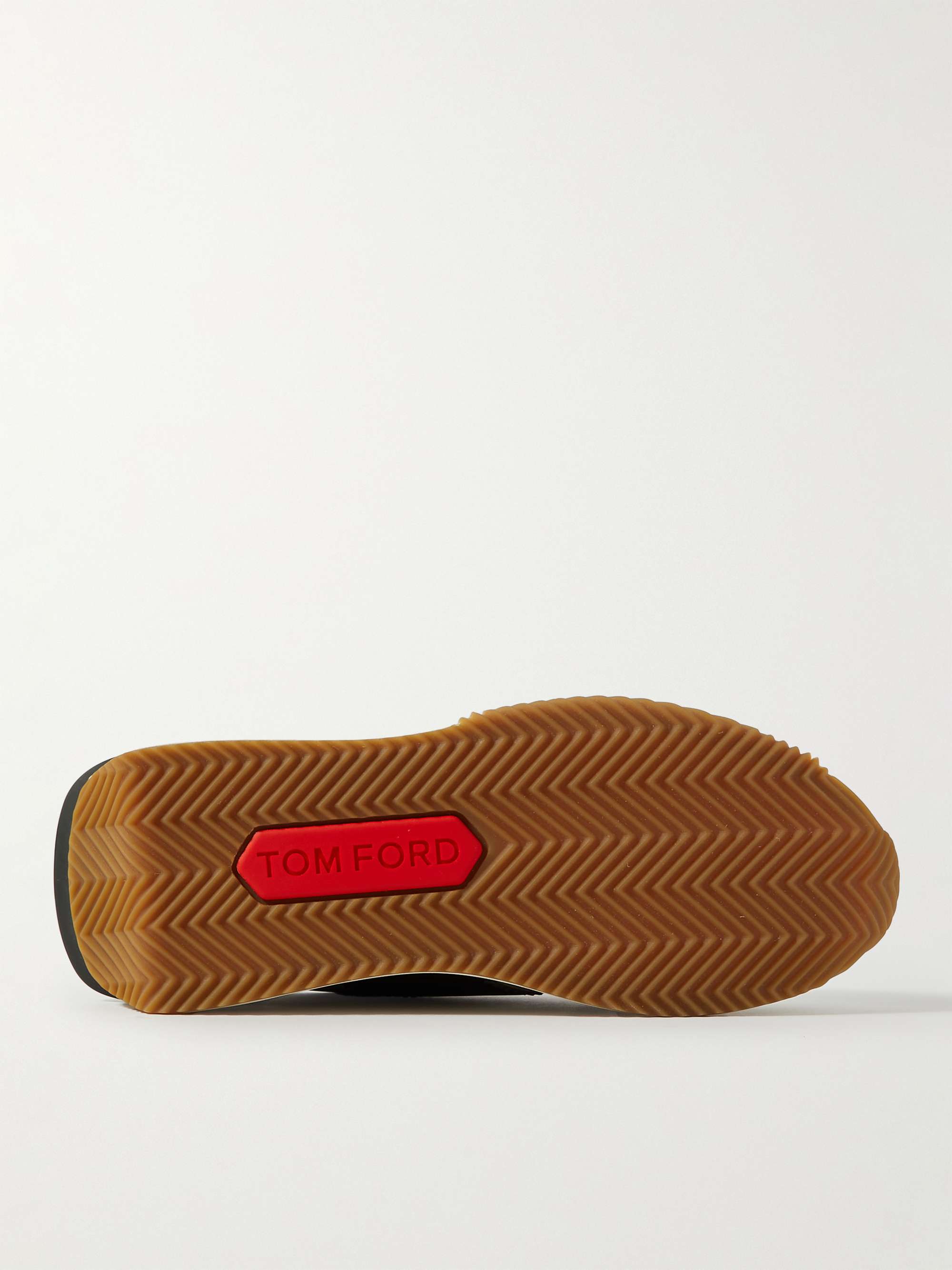 TOM FORD James Rubber-Trimmed Leather, Suede and Nylon Sneakers