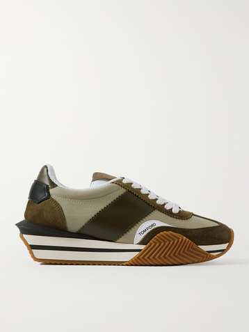 TOM FORD James Rubber-Trimmed Leather, Suede and Nylon Sneakers