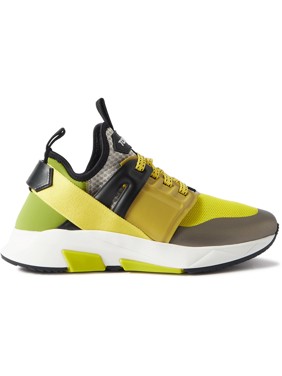 TOM FORD - Jago Scuba, Mesh and Leather Sneakers - Men - Yellow - UK 8.5