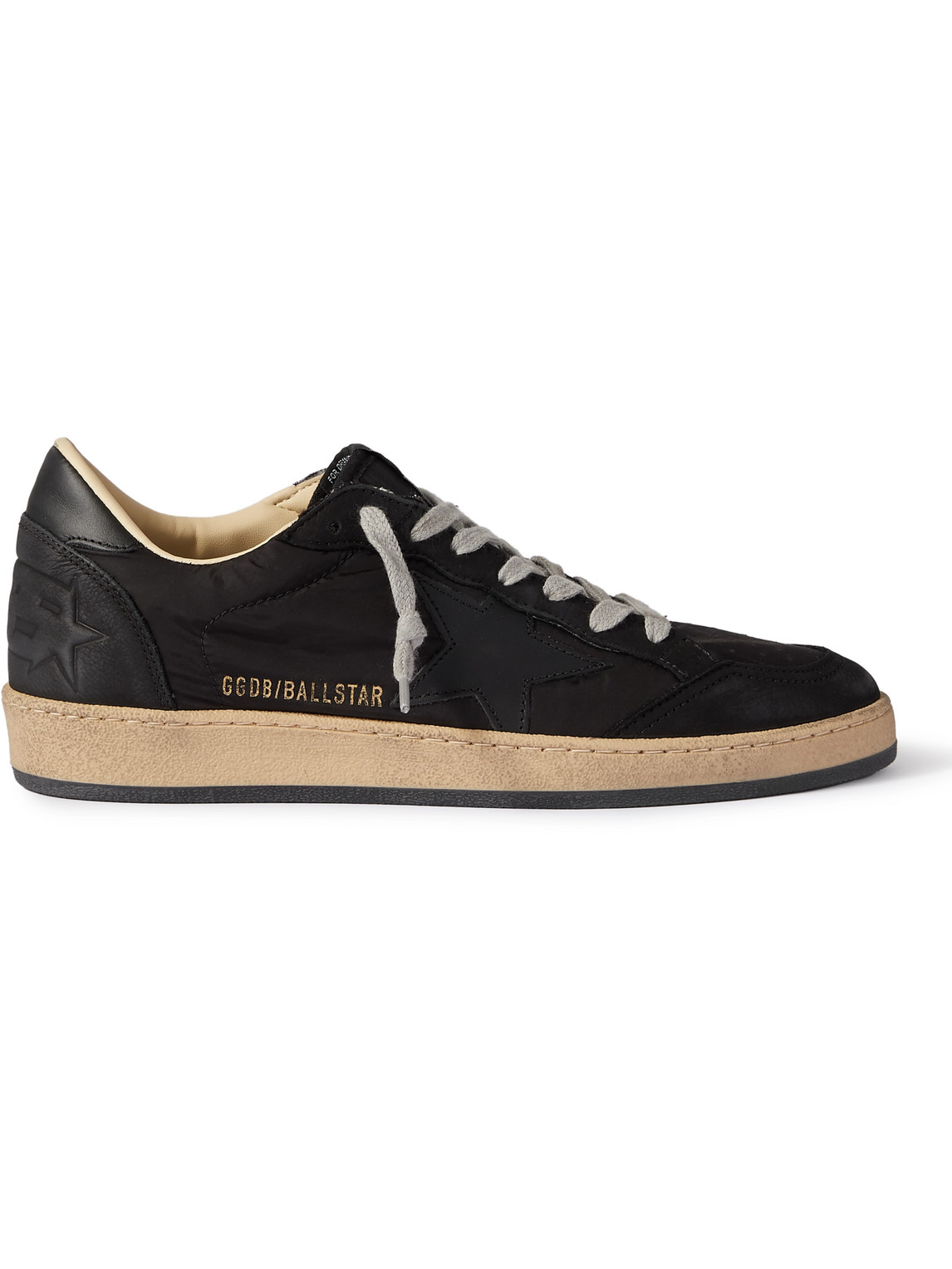 Golden Goose Ball Star Distressed Nubuck And Leather-trimmed Nylon Sneakers In Black