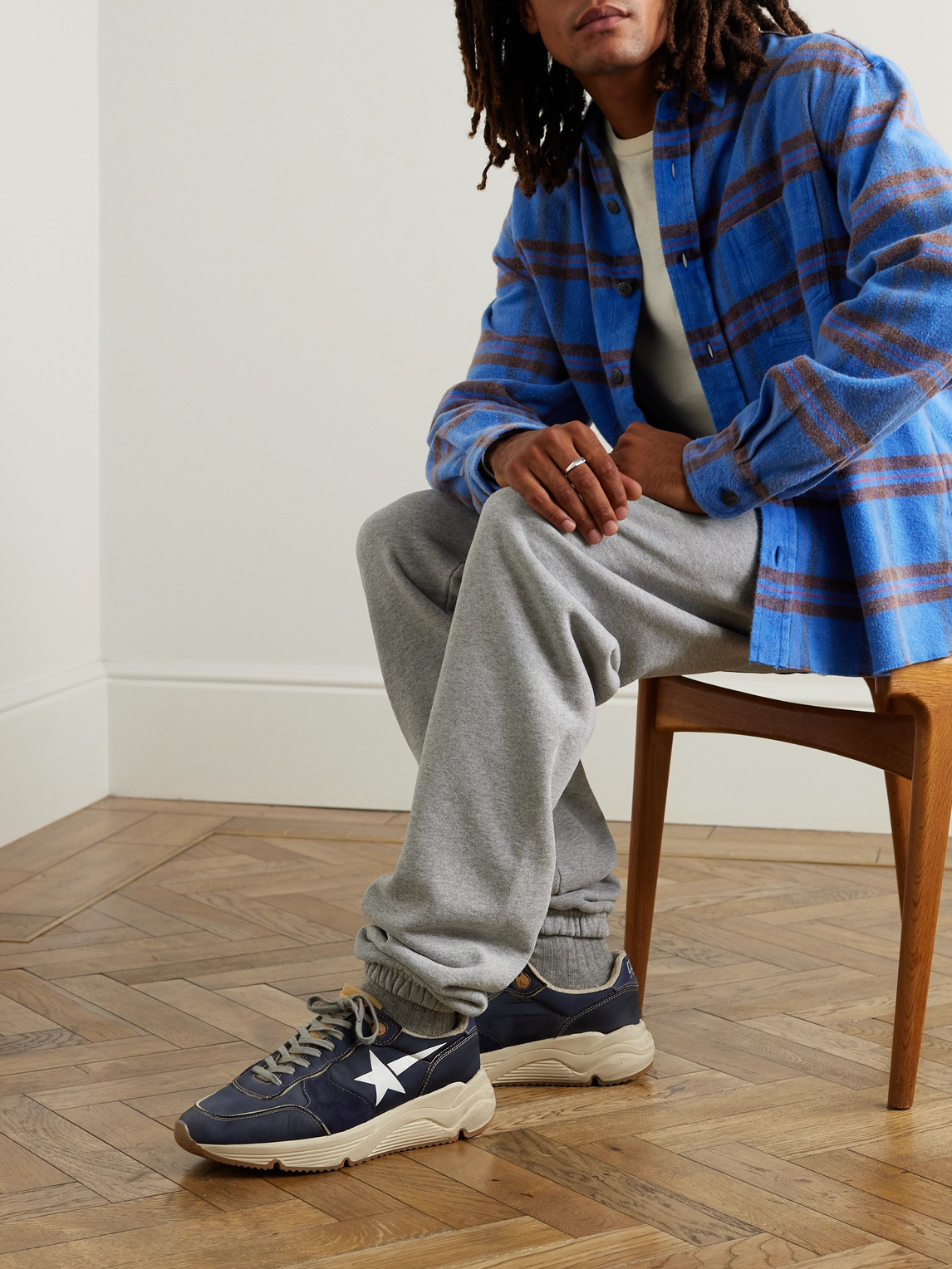 Golden Goose Men Running Sole Sneakers In Black