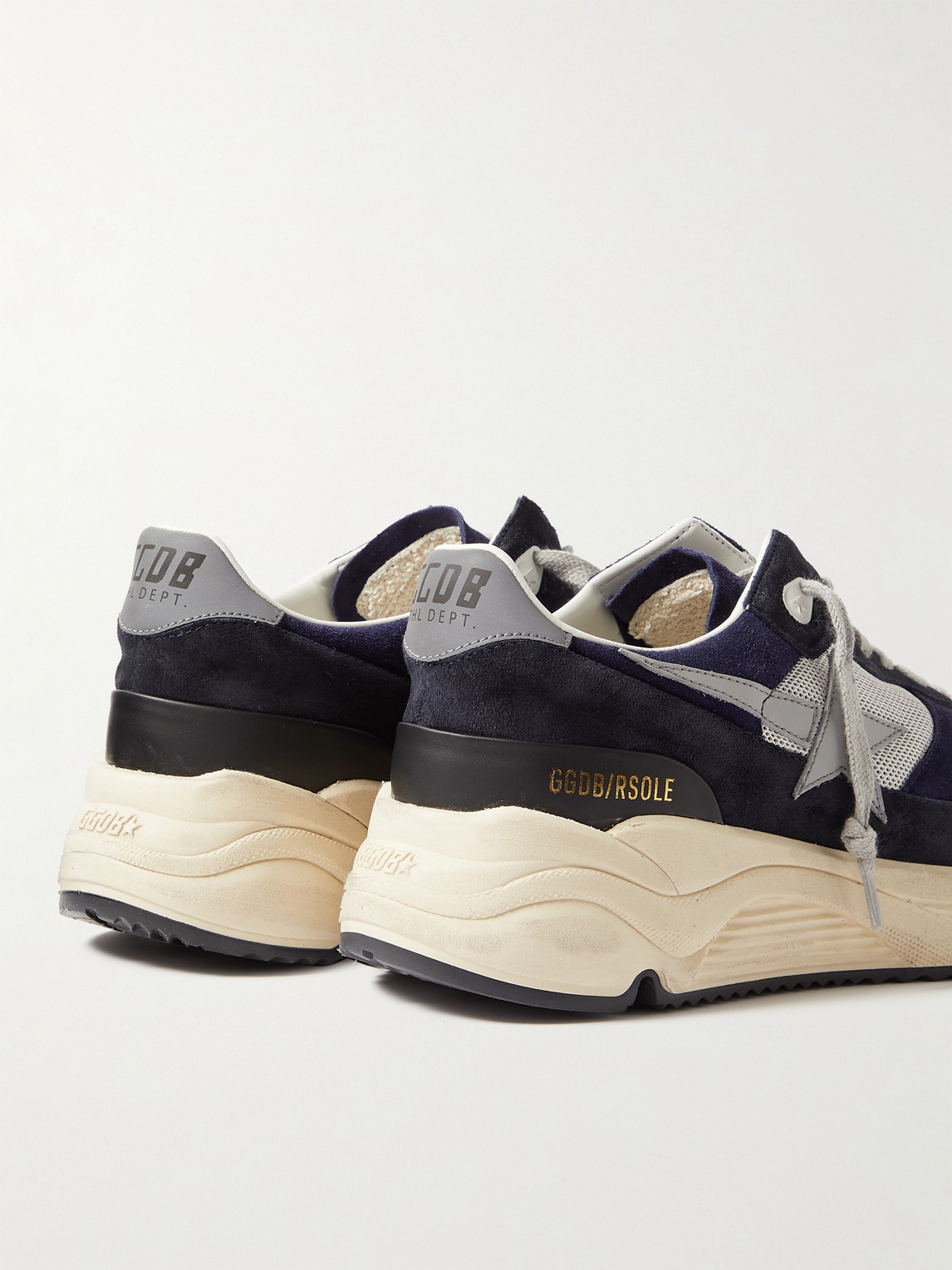 Shop Golden Goose Leather-trimmed Mesh And Suede Sneakers In Blue