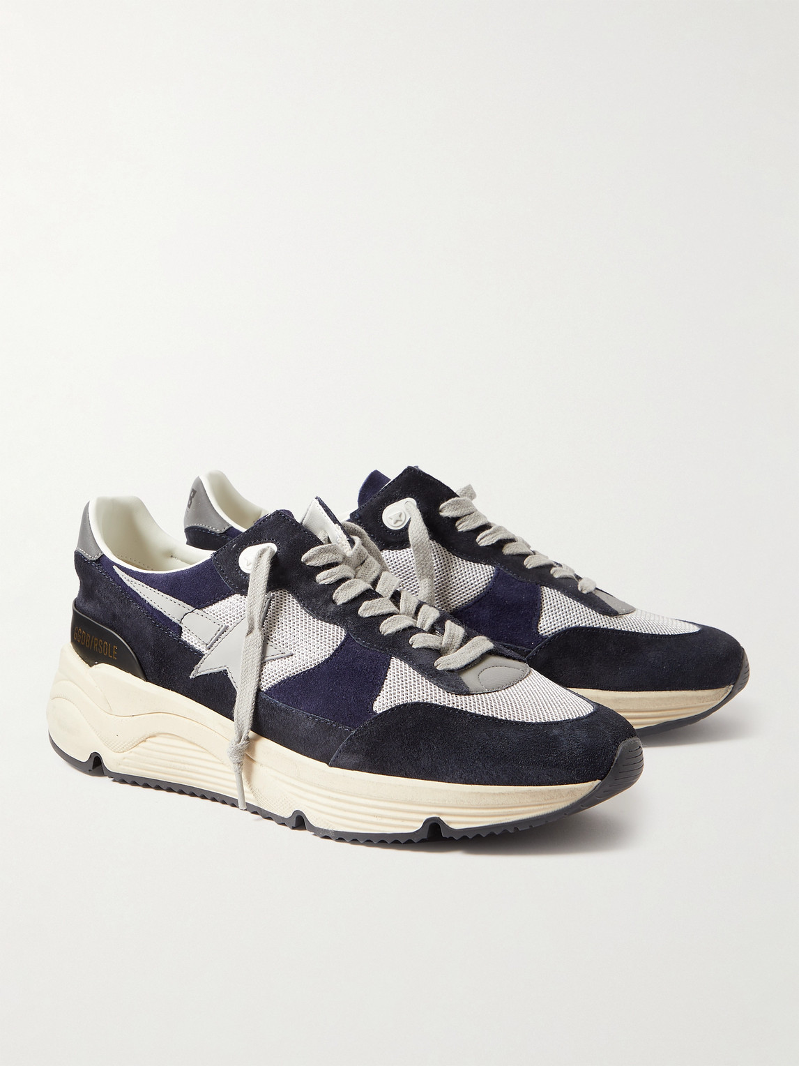 Shop Golden Goose Leather-trimmed Mesh And Suede Sneakers In Blue