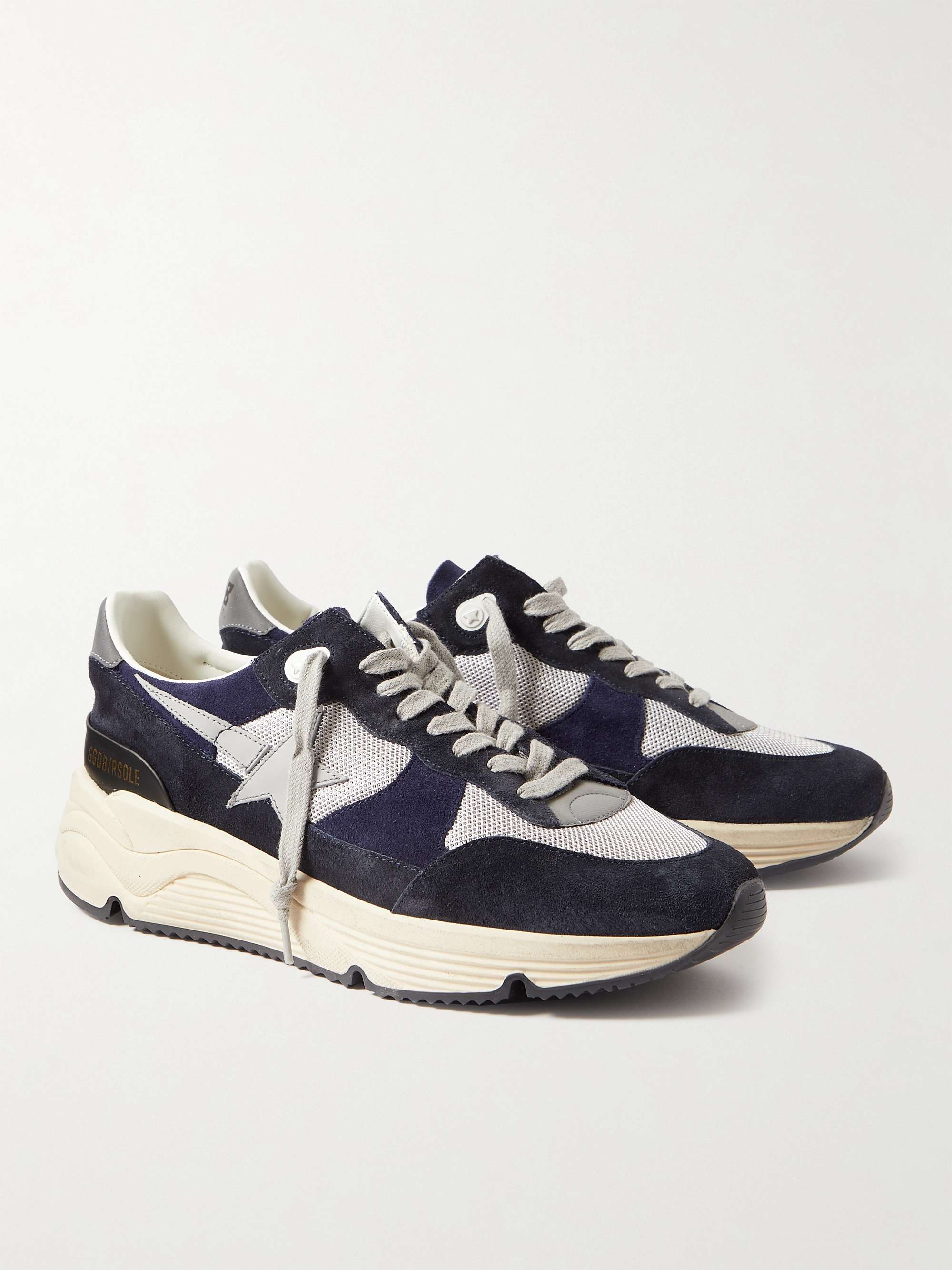 GOLDEN GOOSE Leather-Trimmed Mesh and Suede Sneakers for Men | MR PORTER