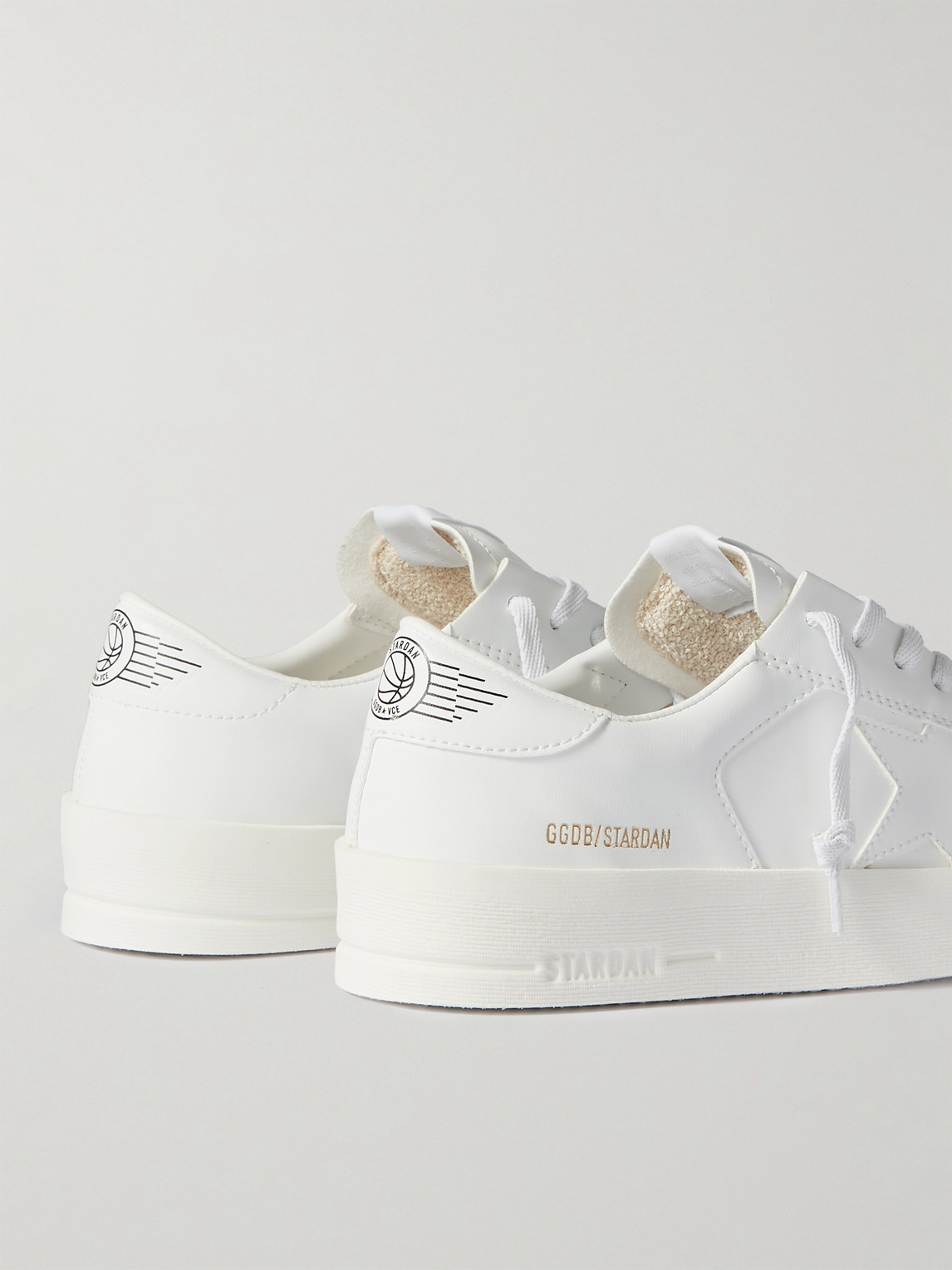 Shop Golden Goose Stardan Faux Leather Sneakers In White