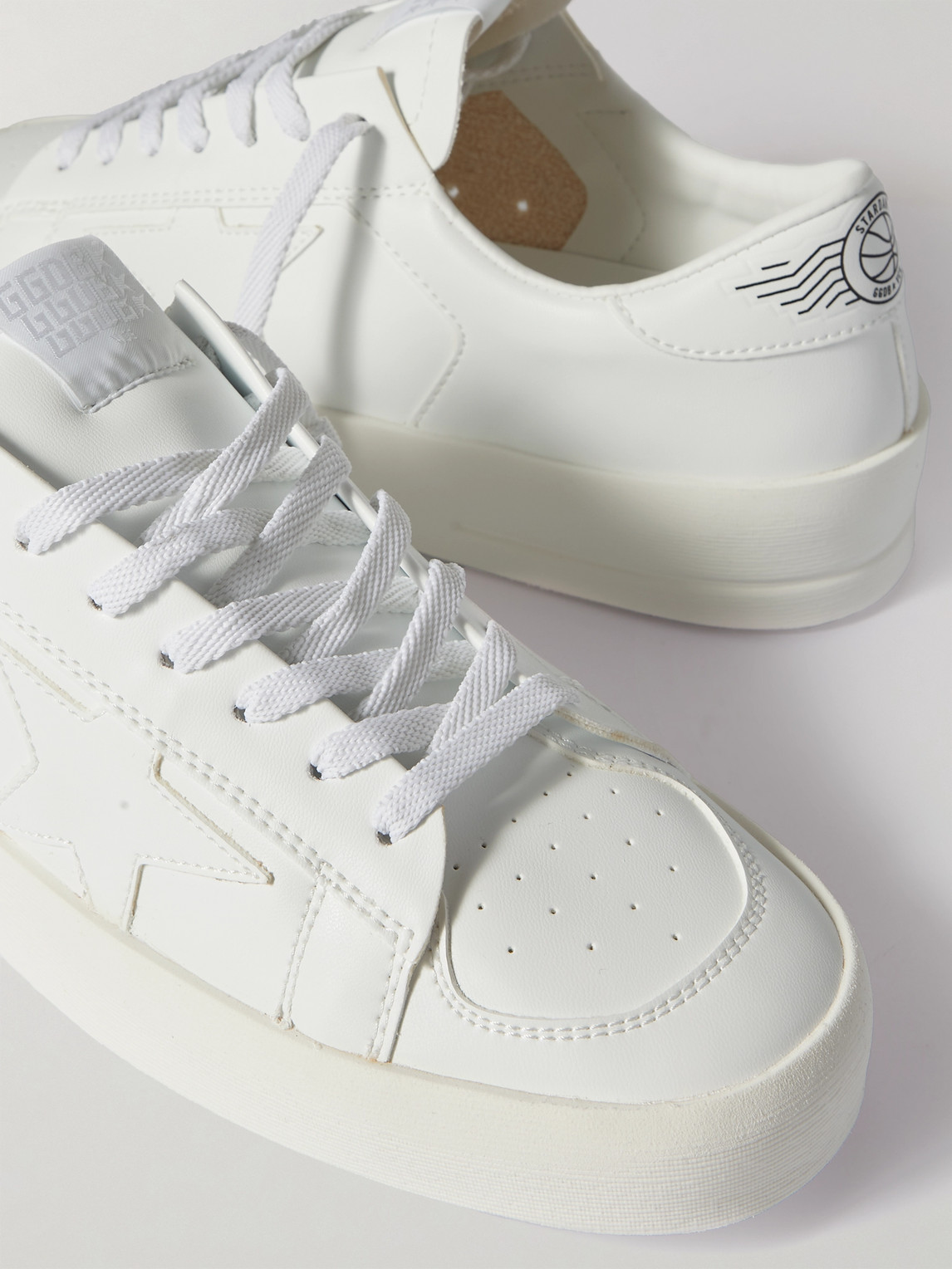 Shop Golden Goose Stardan Faux Leather Sneakers In White