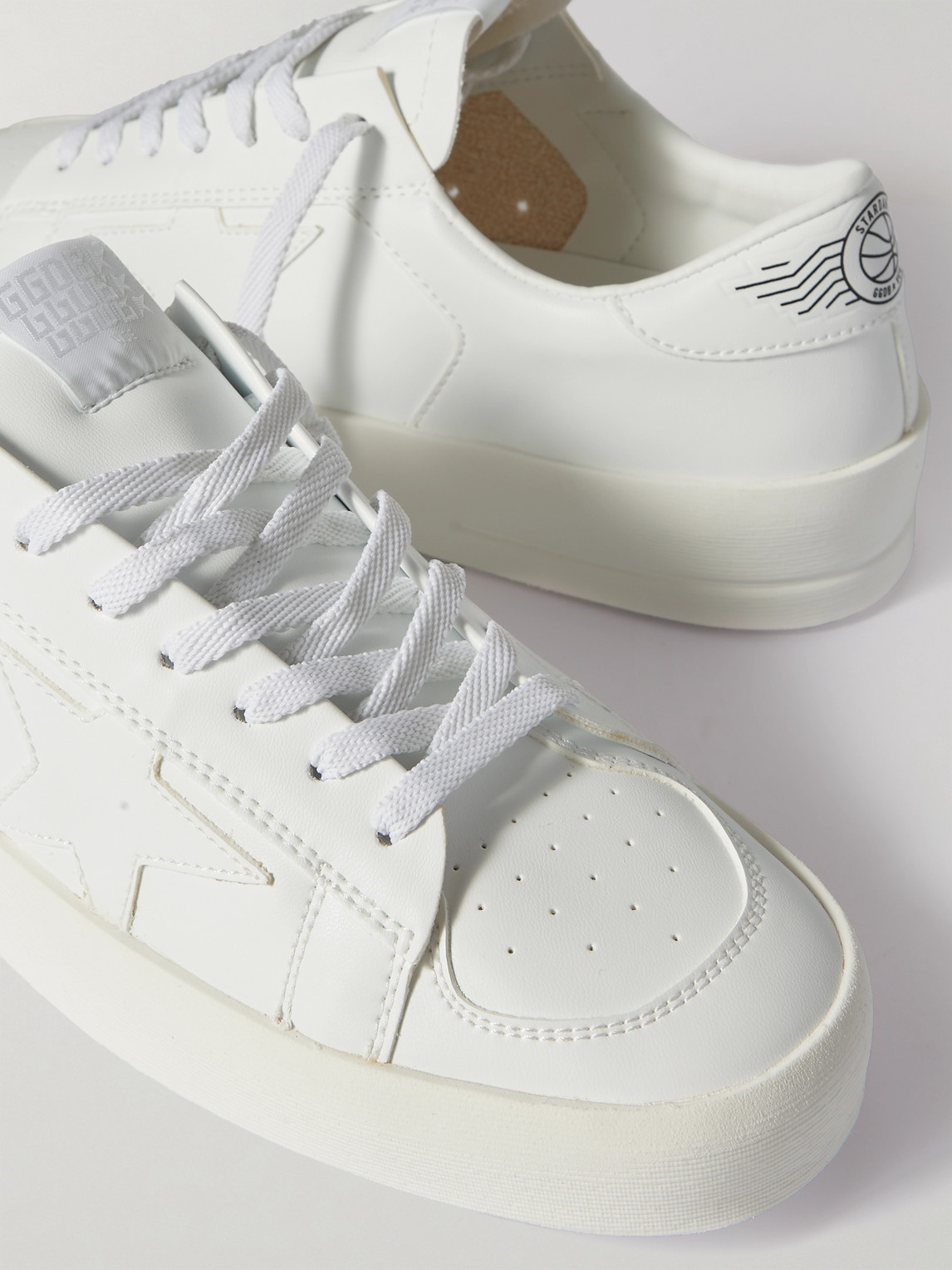 Golden Goose Leather Sneakers Featuring Perforated Detailing In White