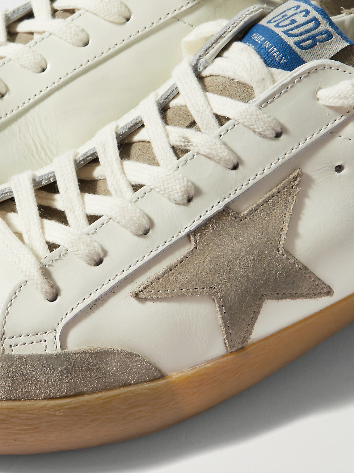 Shop Golden Goose Super-star Penstar Leather And Suede Sneakers In Neutrals