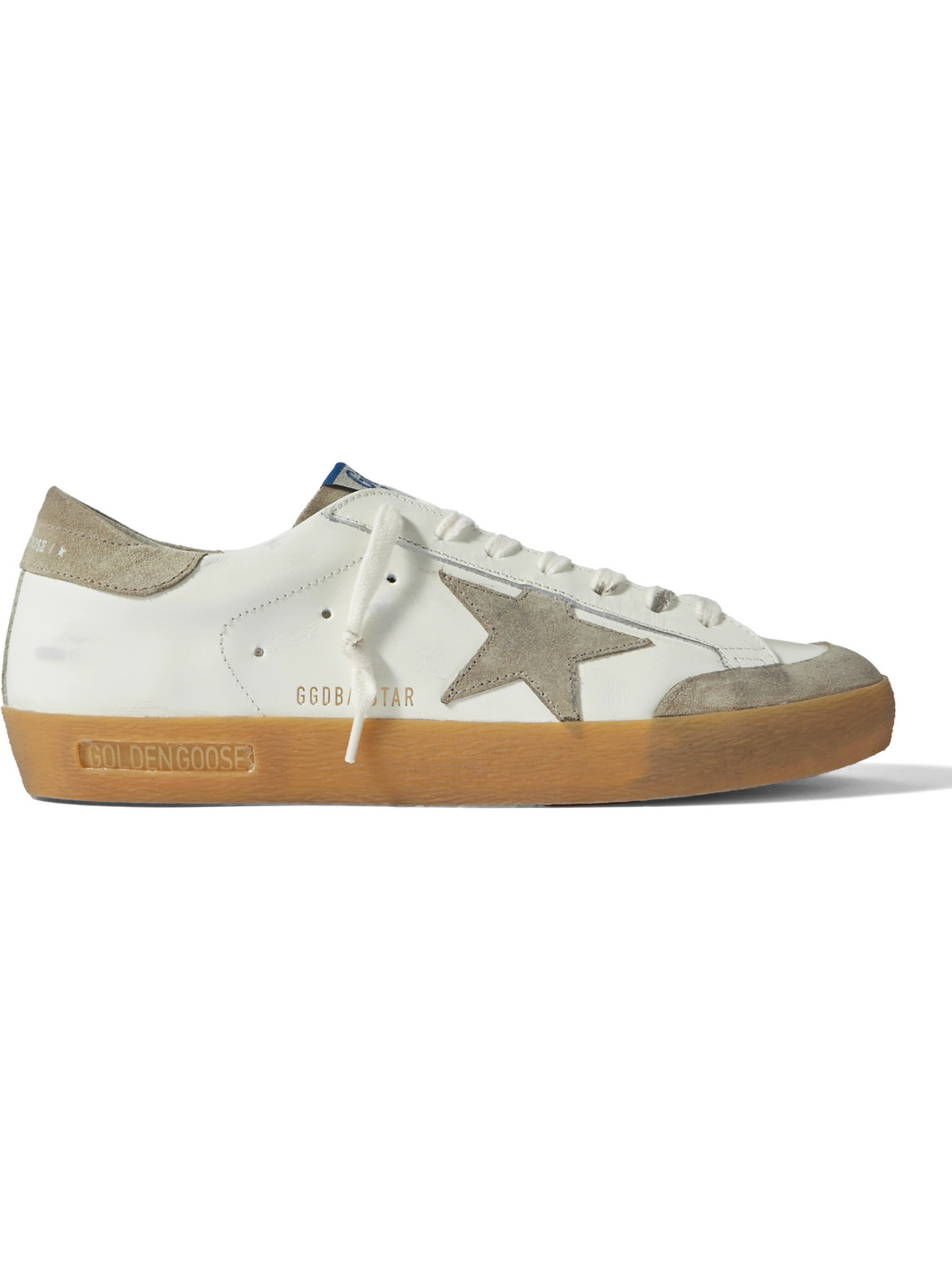 Shop Golden Goose Super-star Penstar Leather And Suede Sneakers In Neutrals