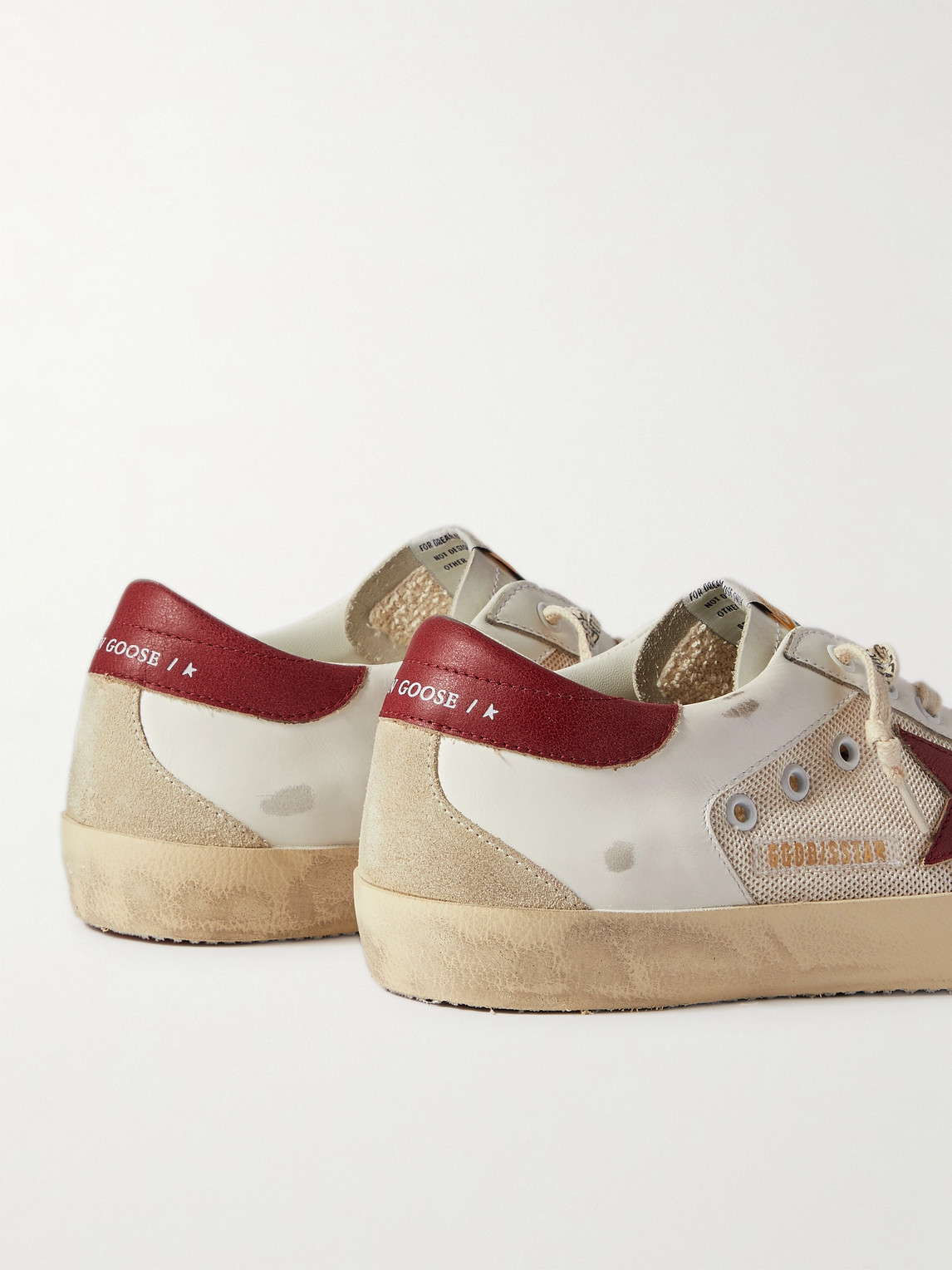 Golden Goose Super-star Net And Leather Upper Suede Star And Spur Leather Heel In Neutrals