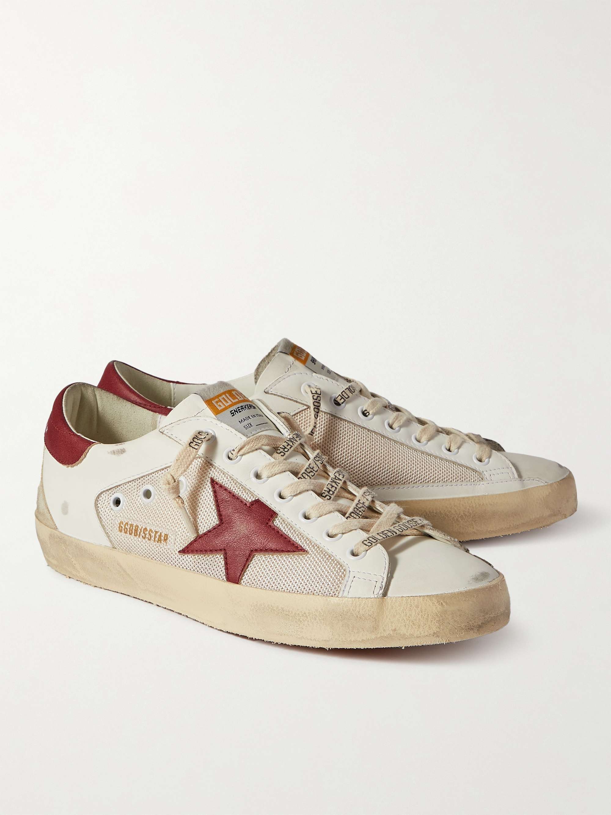 GOLDEN GOOSE Superstar Distressed Leather and Suede Sneakers