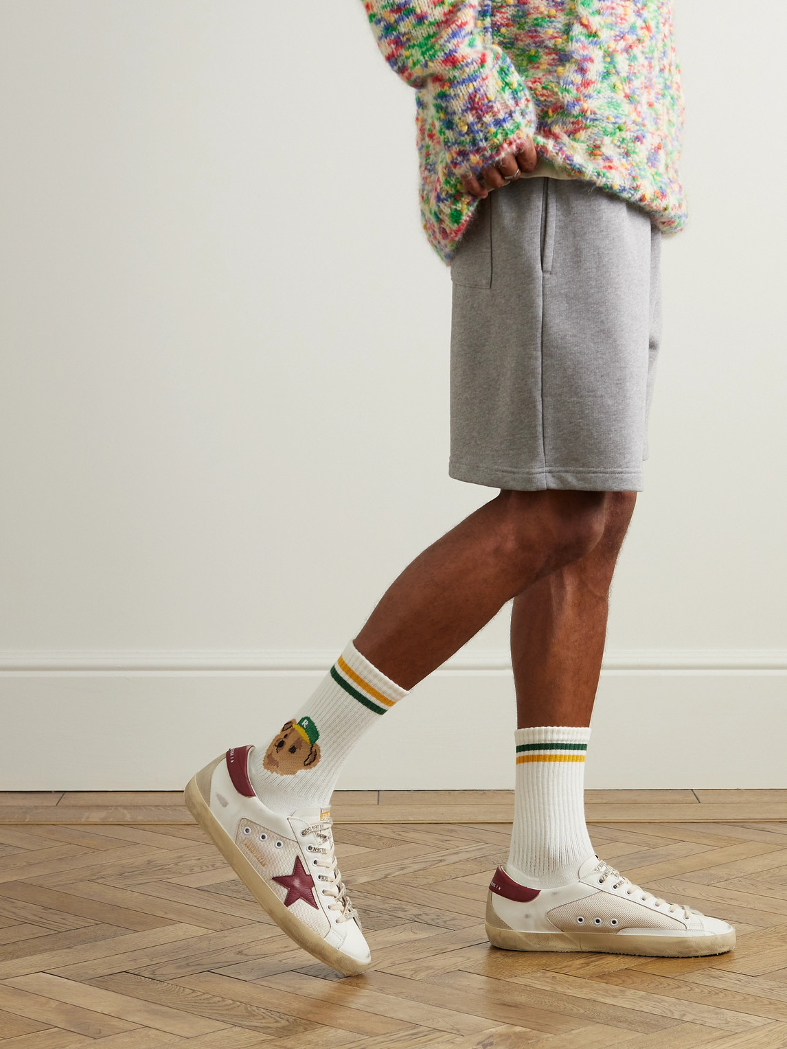 Golden Goose Super-star Net And Leather Upper Suede Star And Spur Leather Heel In Neutrals