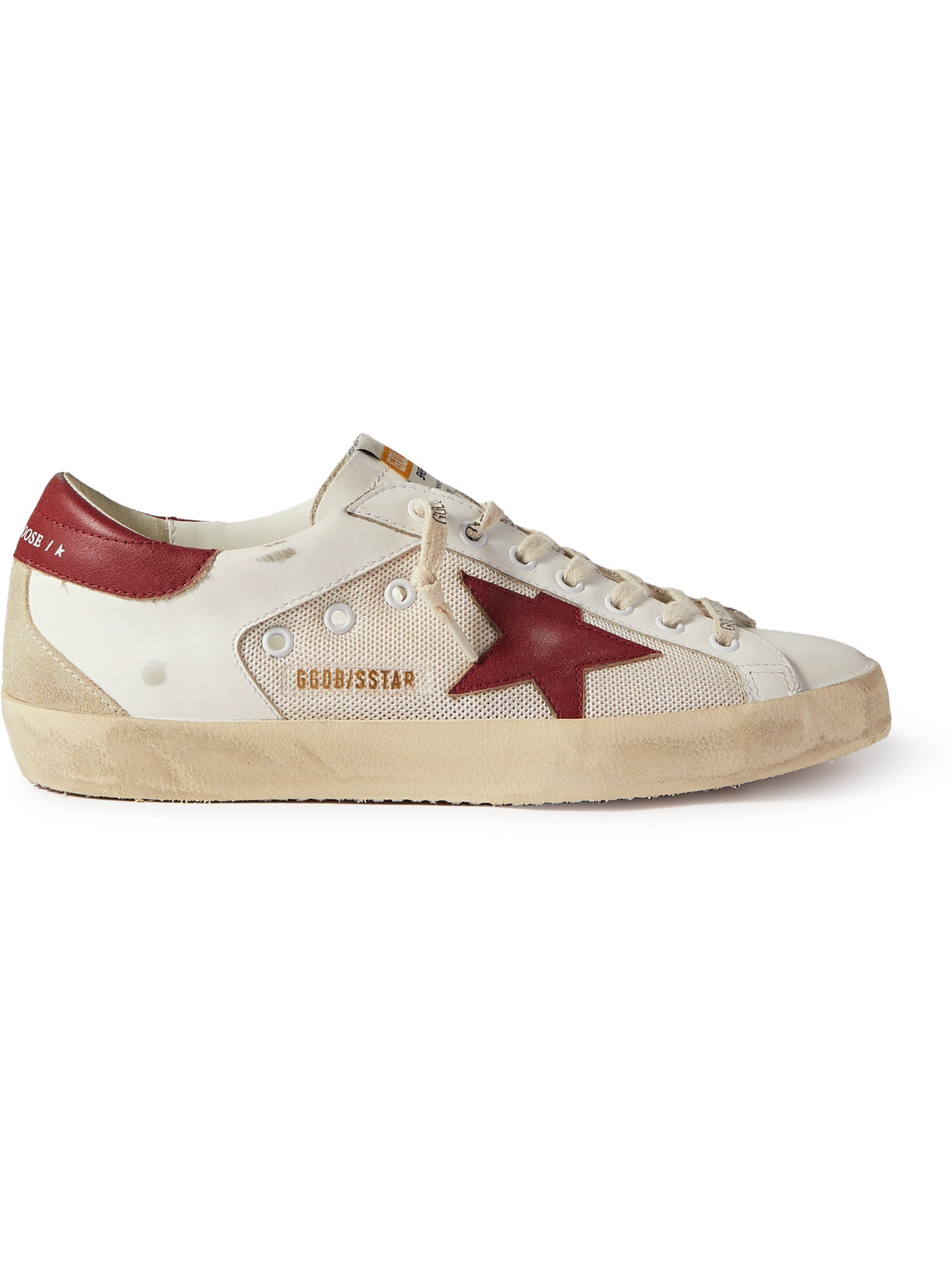 Golden Goose Super-star Net And Leather Upper Suede Star And Spur Leather Heel In Neutrals