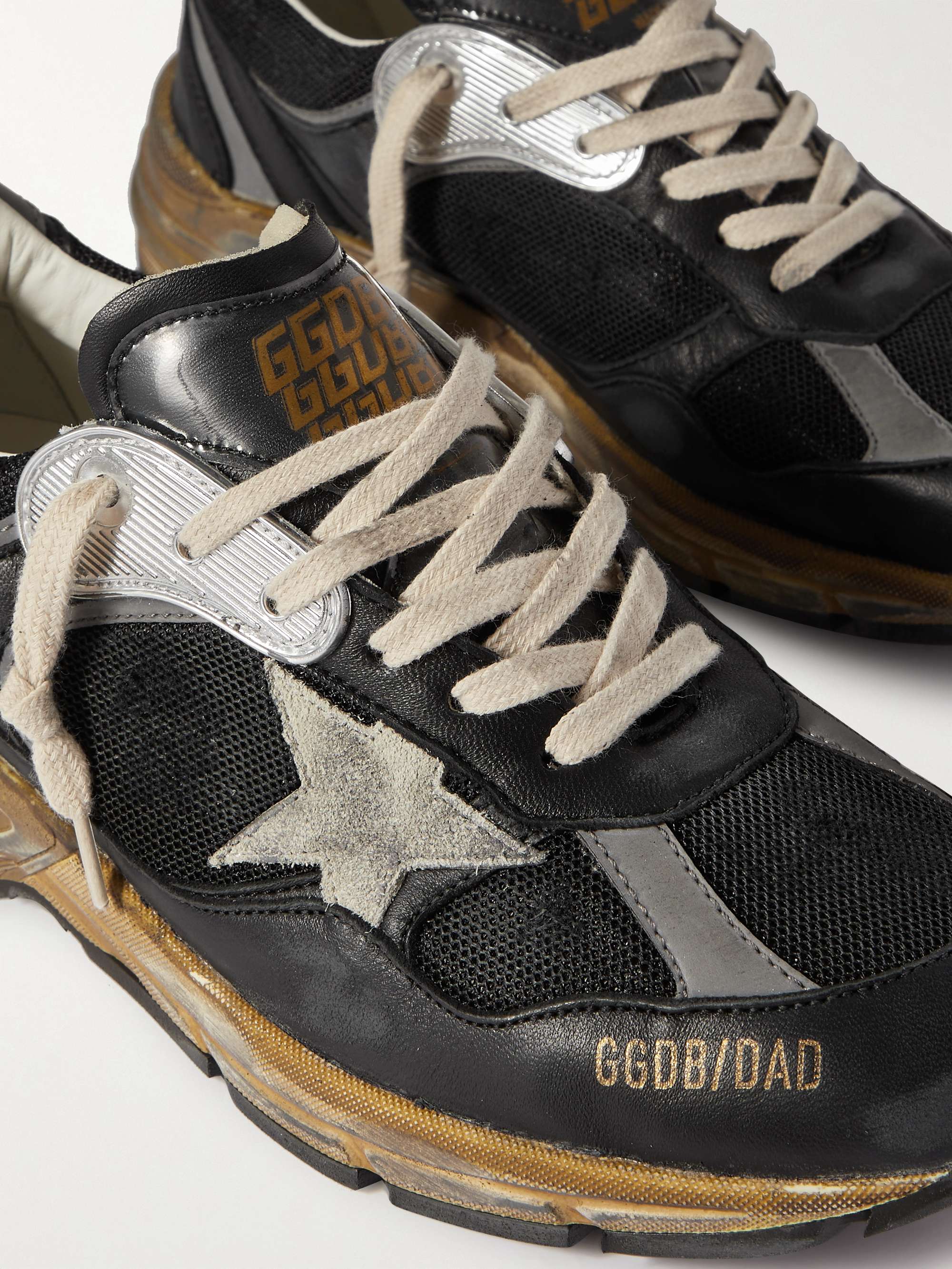 GOLDEN GOOSE Running Dad Distressed Scuba and Leather-Trimmed Mesh and  Suede Sneakers for Men | MR PORTER