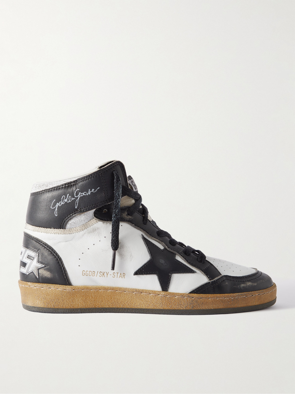 Golden Goose Sky Star Suede-Trimmed Distressed Leather High-Top Sneakers - Men