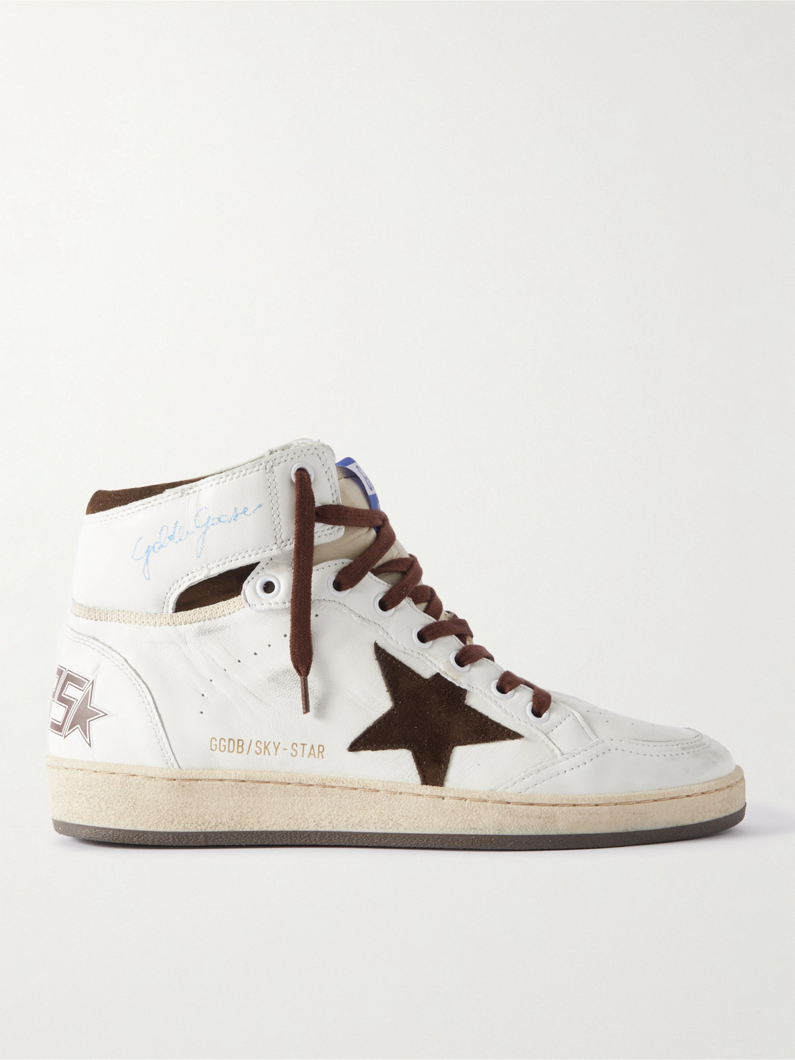 Golden Goose Sky Star Distressed Leather High-Top Sneakers - Men