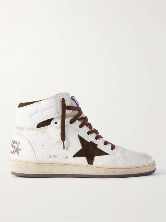 mrporter.com | Sky Star High-Top-Sneakers aus Leder in Distressed-Optik