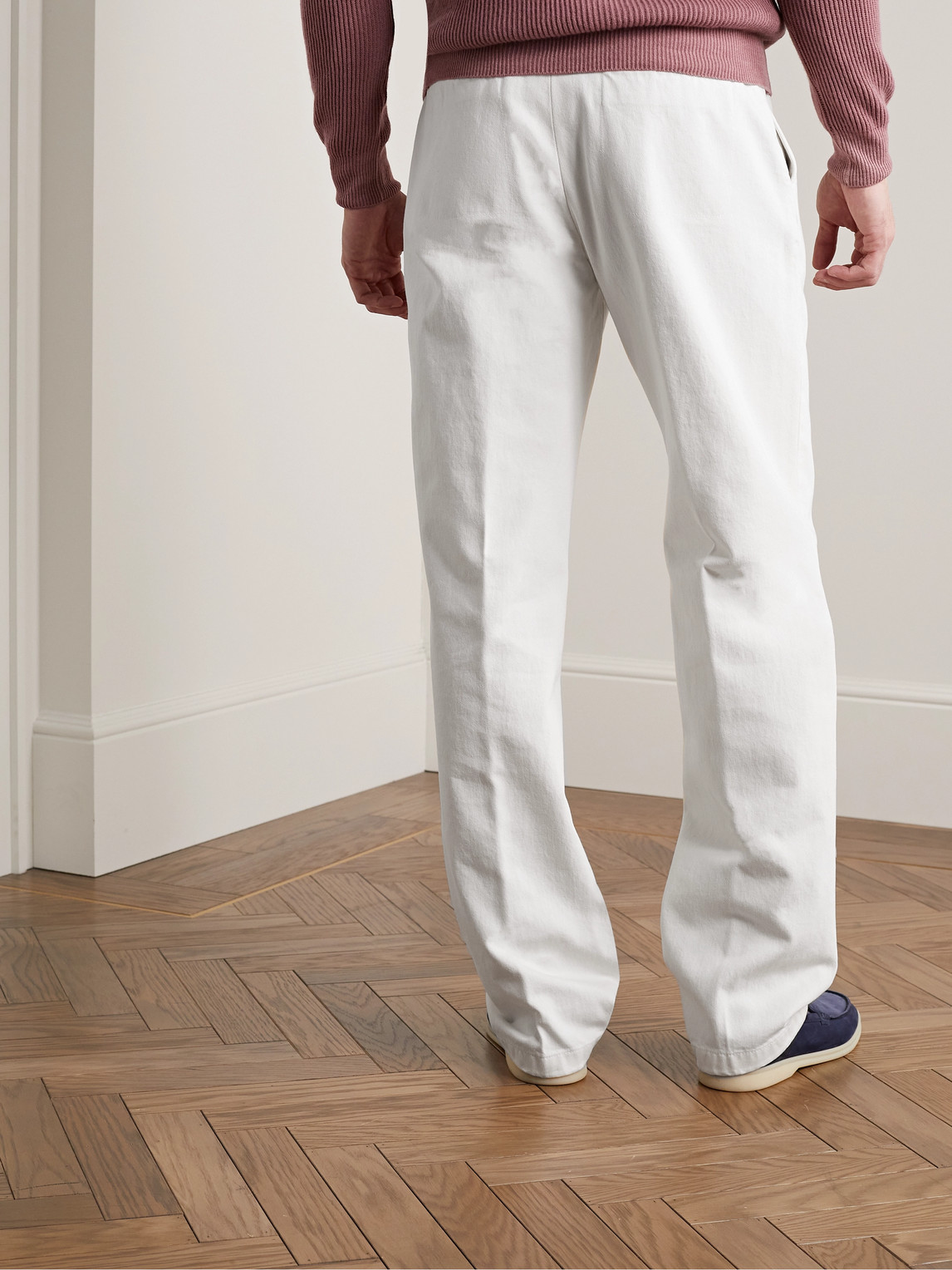 Shop Loro Piana Merse Straight-leg Cotton-twill Trousers In White