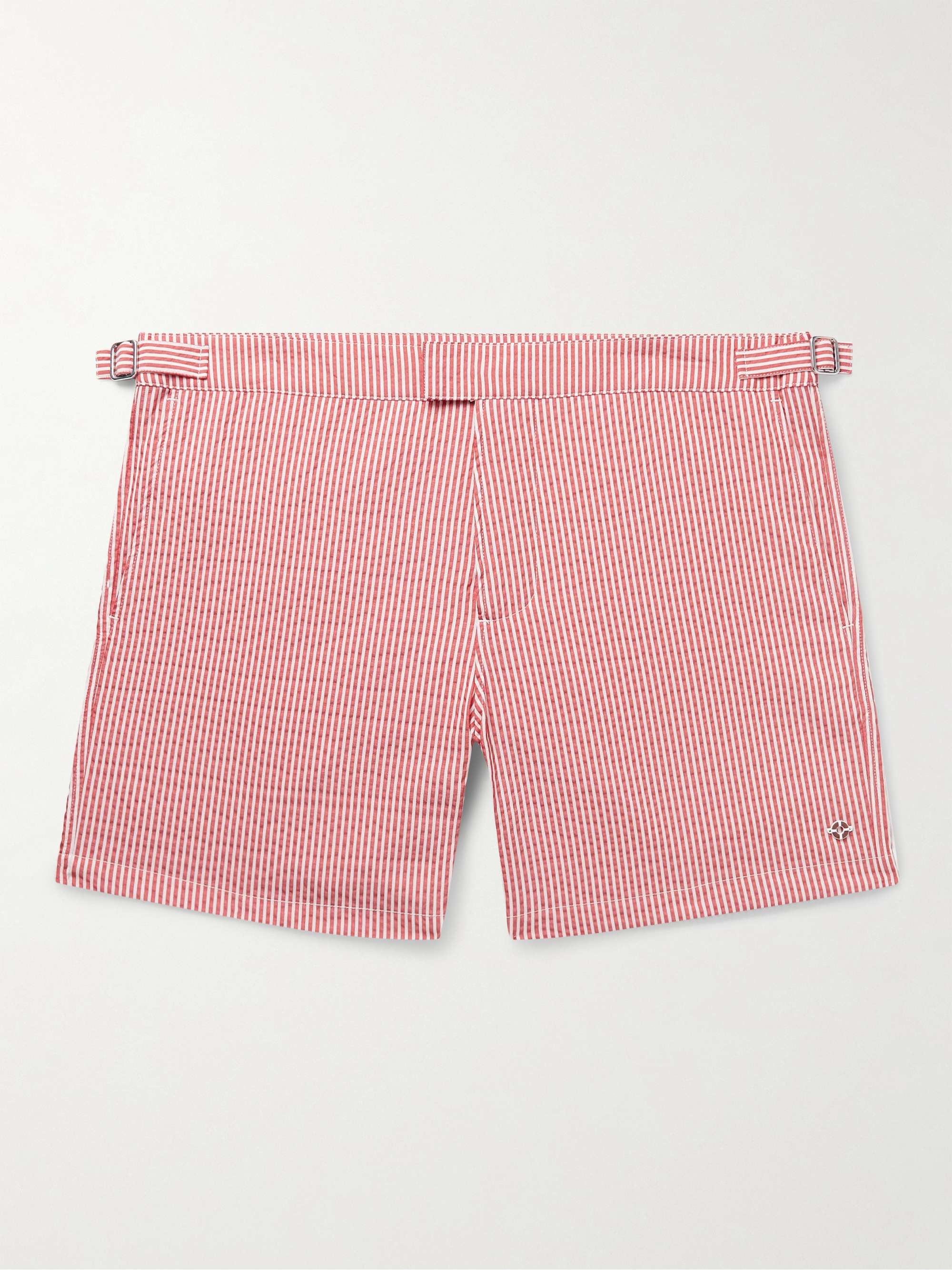 LORO PIANA Schooner Straight-Leg Mid-Length Striped Seersucker Swim ...