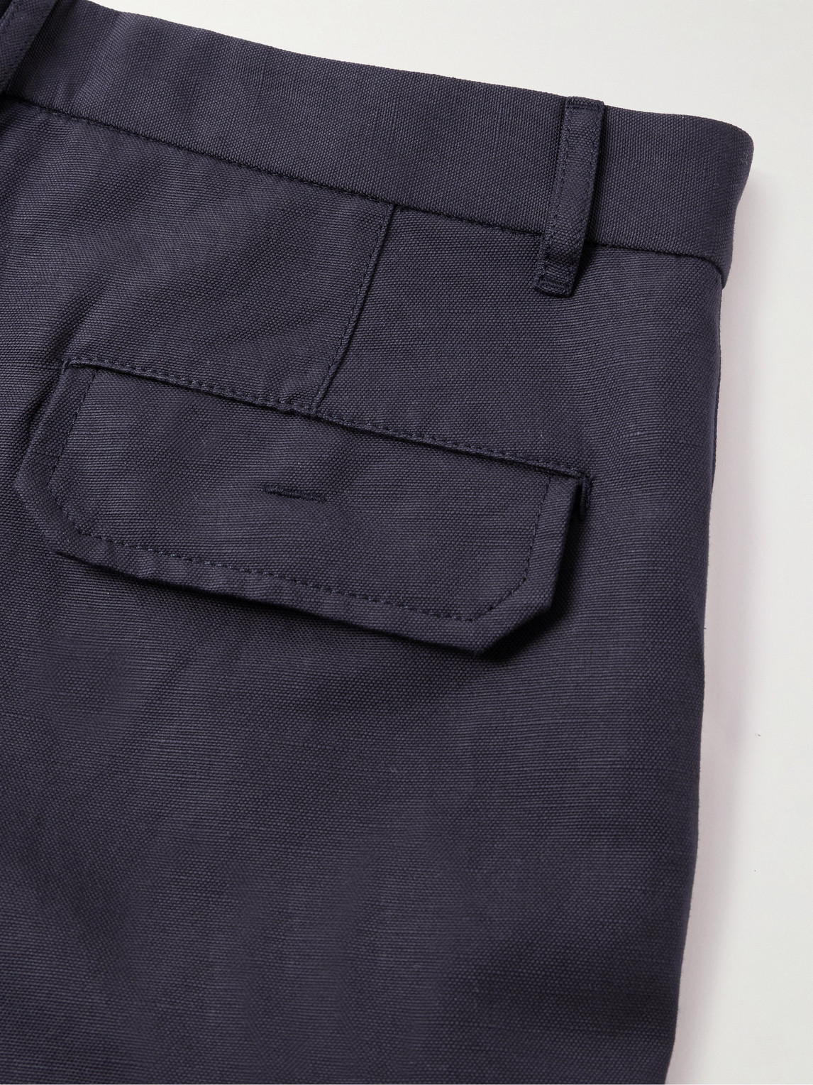 Shop Loro Piana Straight-leg Cotton And Linen-blend Cargo Shorts In Blue