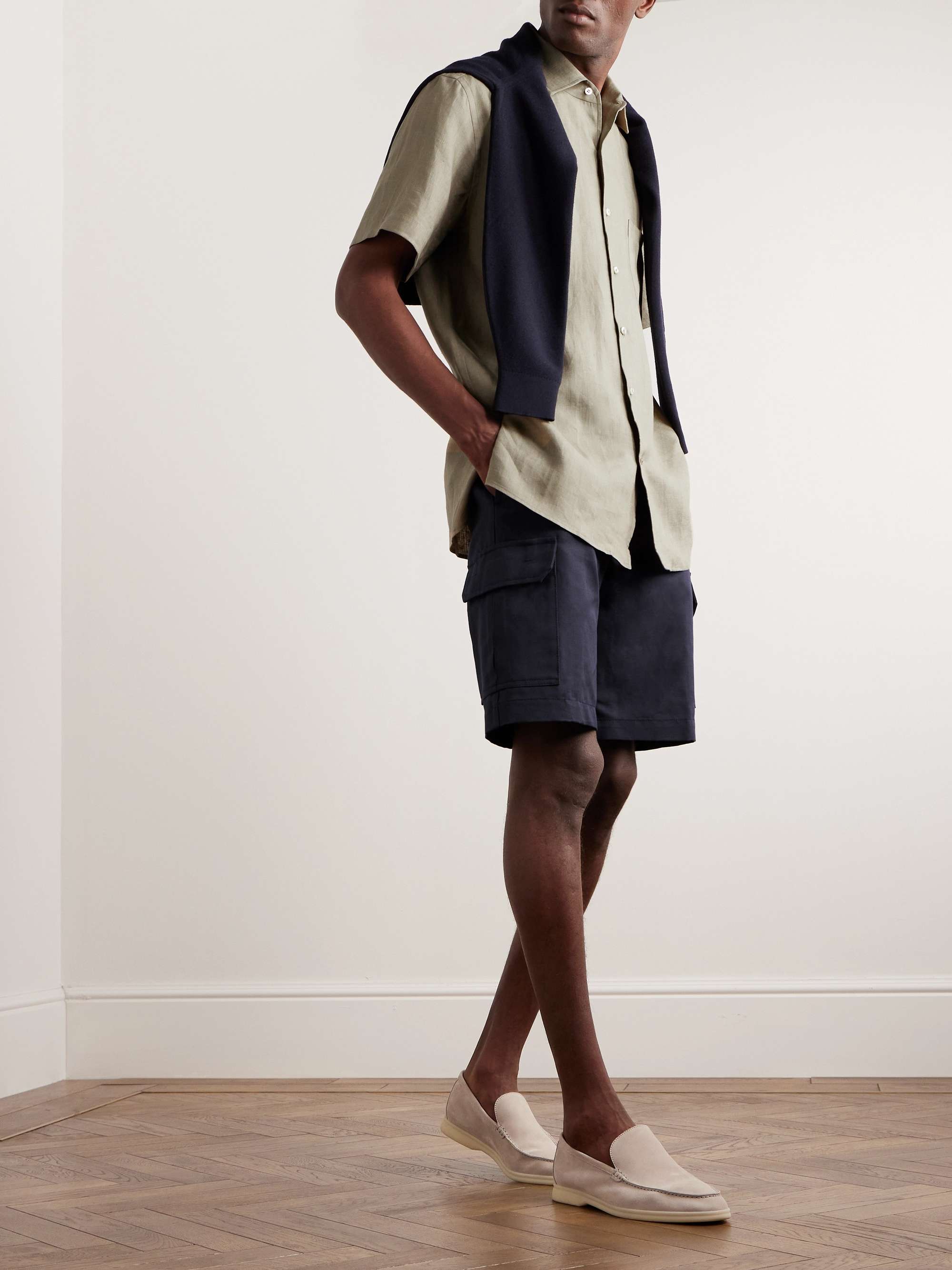 LORO PIANA Straight-Leg Cotton and Linen-Blend Cargo Shorts