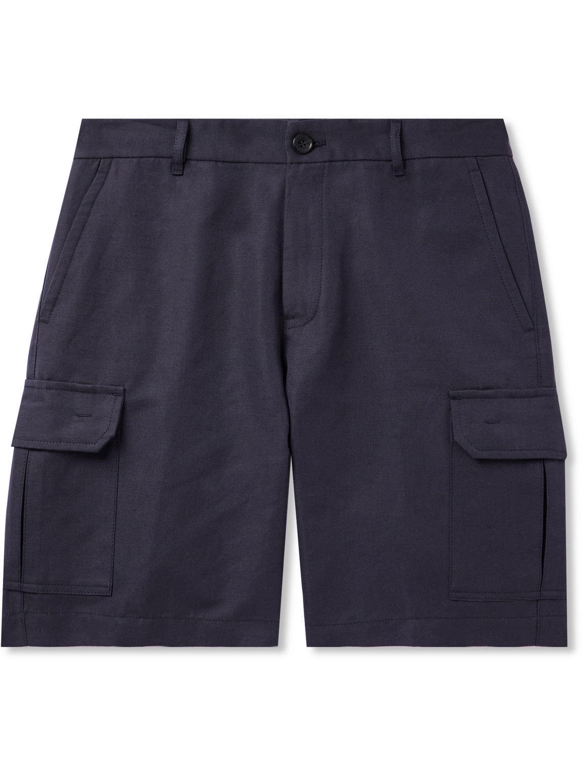 Loro Piana Straight-leg Cotton And Linen-blend Cargo Shorts In Blue