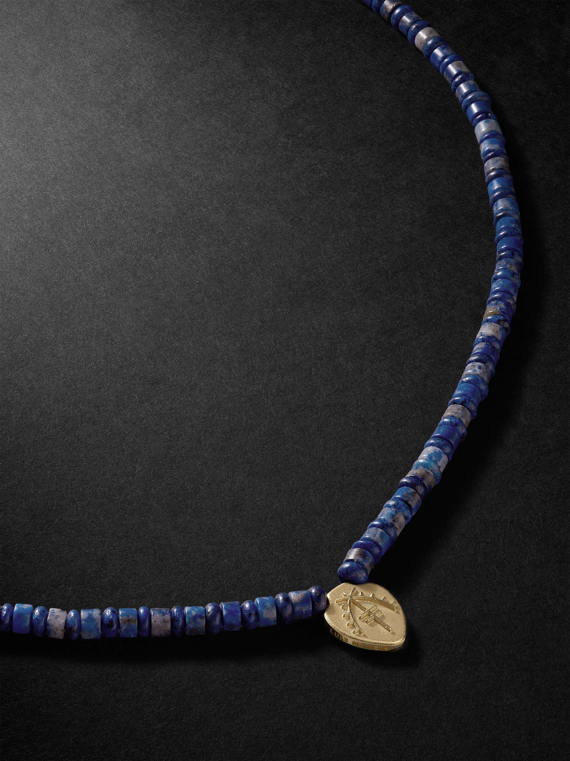 LUIS MORAIS Gold Lapis Lazuli Beaded Necklace