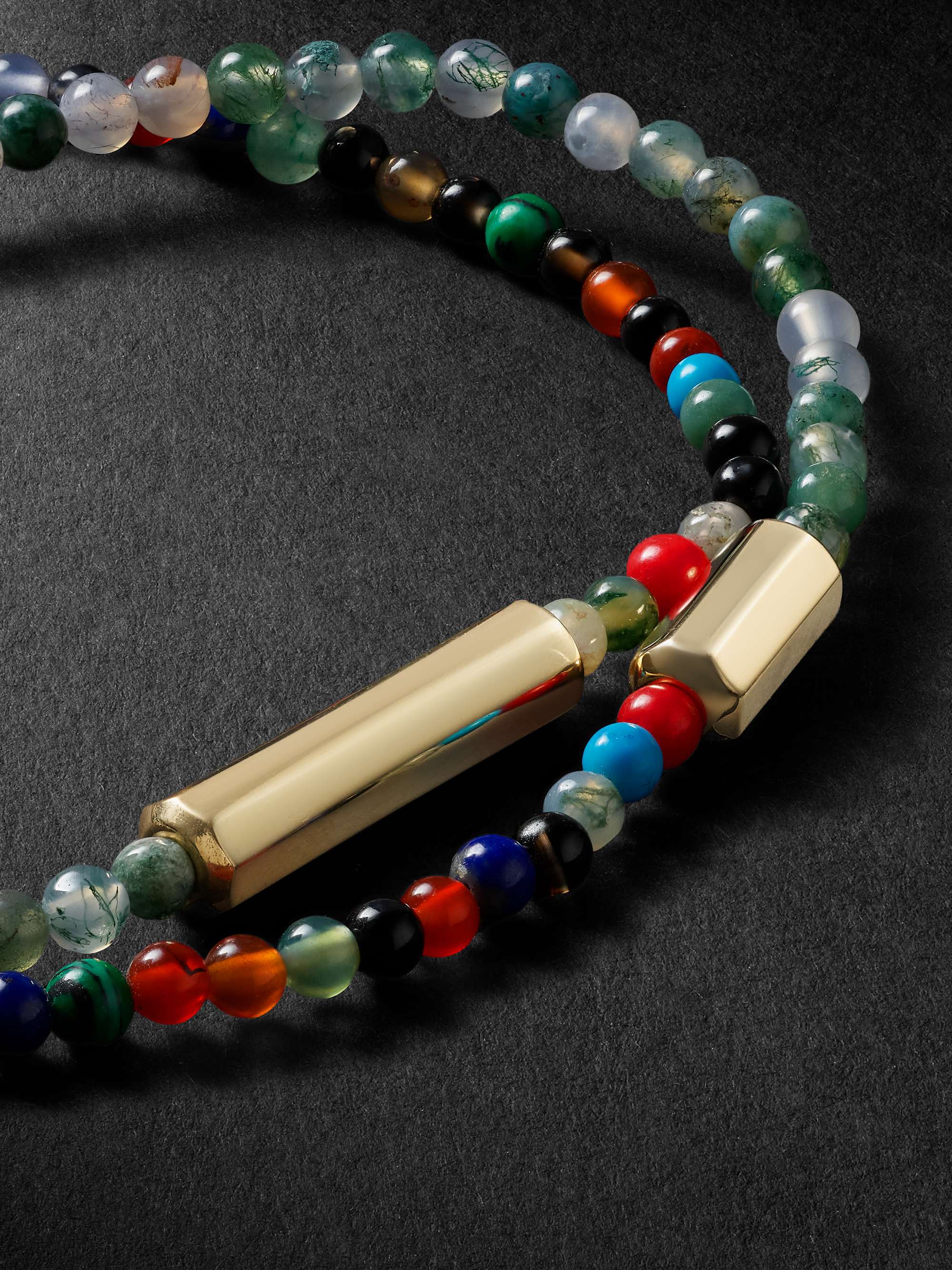 LUIS MORAIS Gold and Agate Beaded Wrap Bracelet