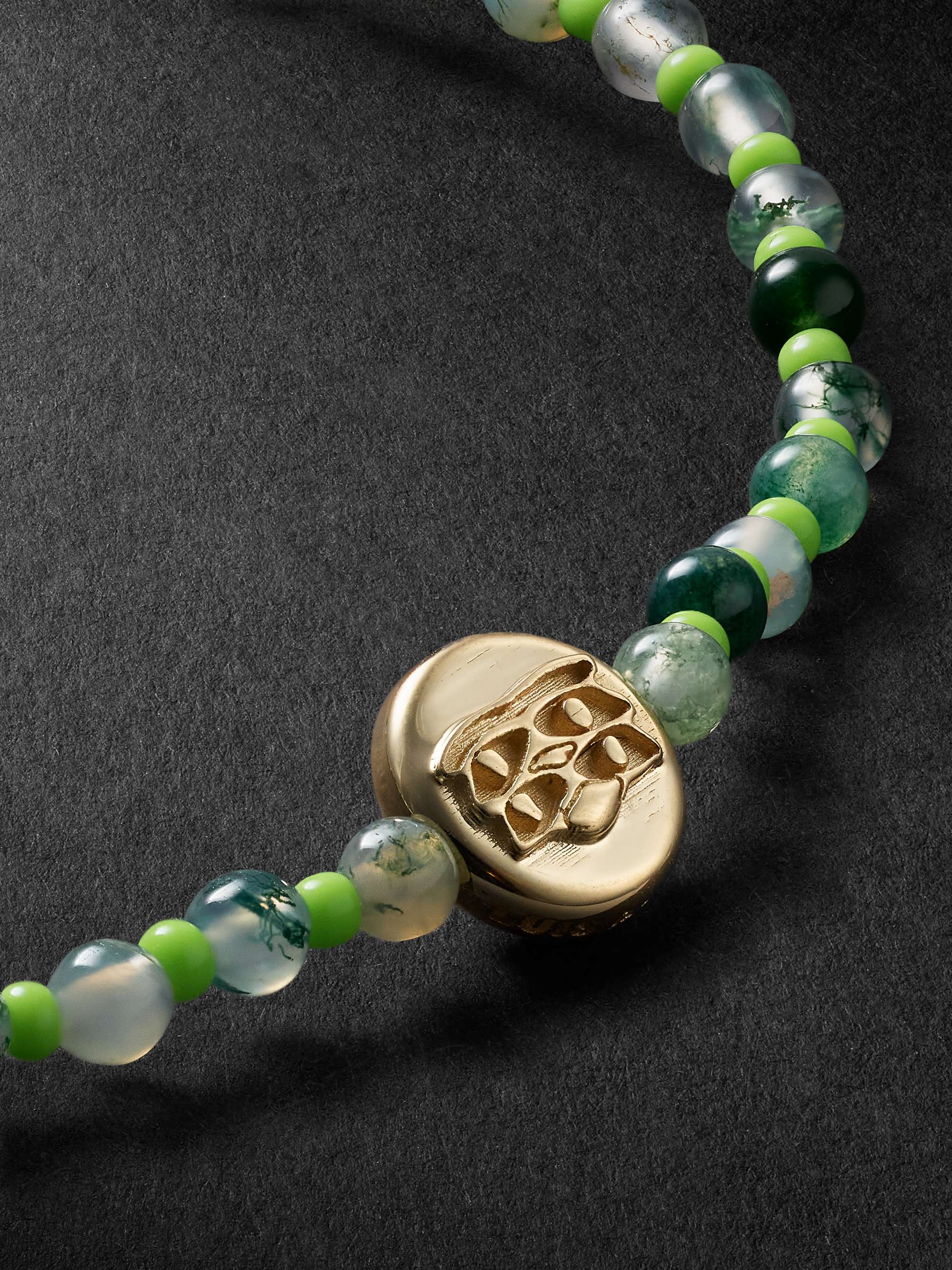 LUIS MORAIS Gold, Agate and Glass Beaded Bracelet