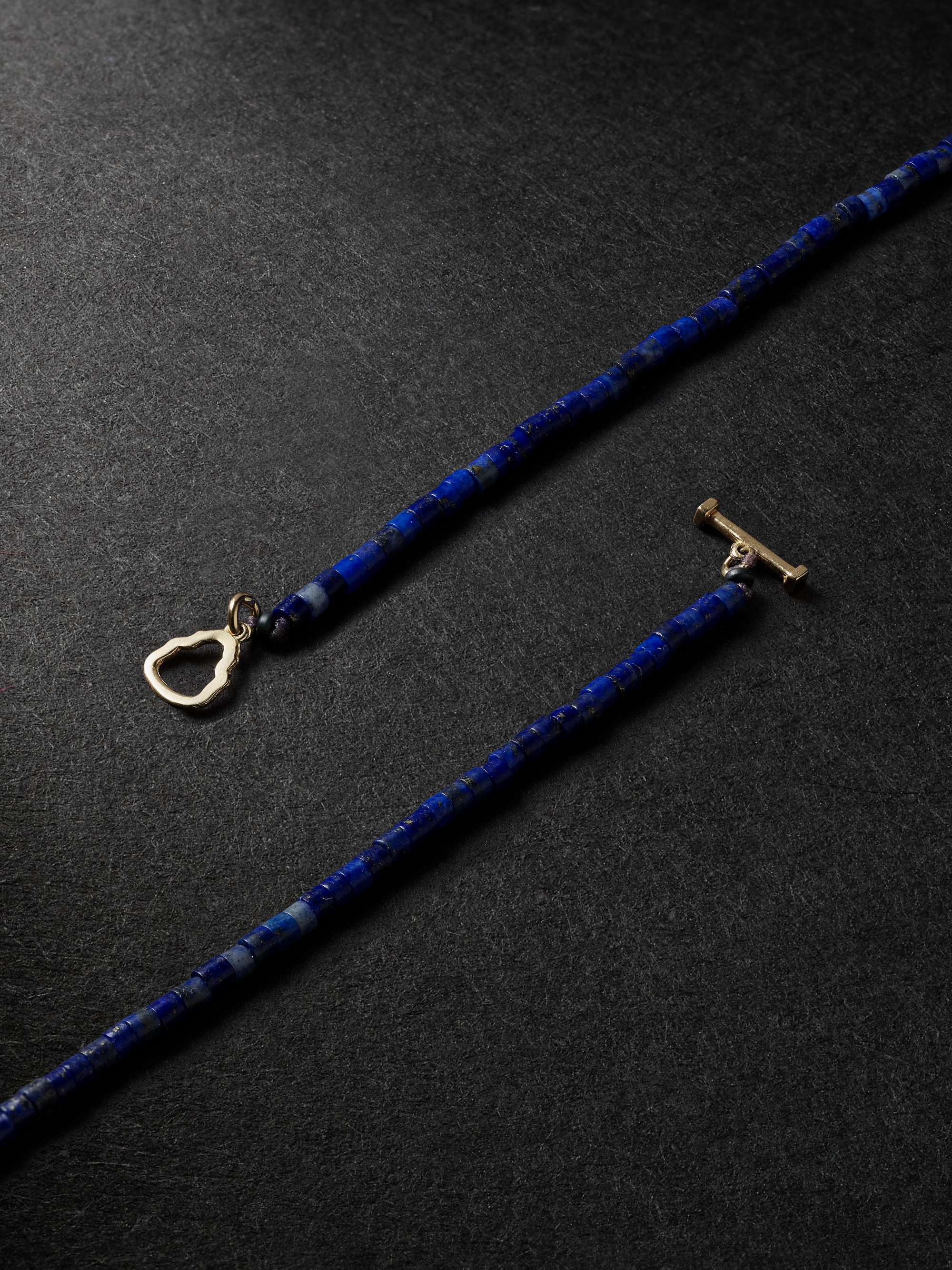 LUIS MORAIS Gold Lapis Lazuli Beaded Pendant Necklace