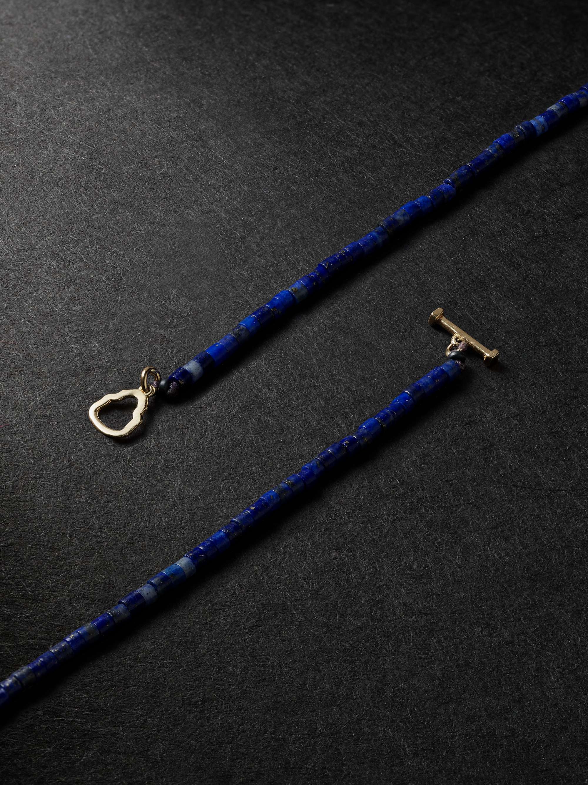 LUIS MORAIS Gold Lapis Lazuli Beaded Pendant Necklace