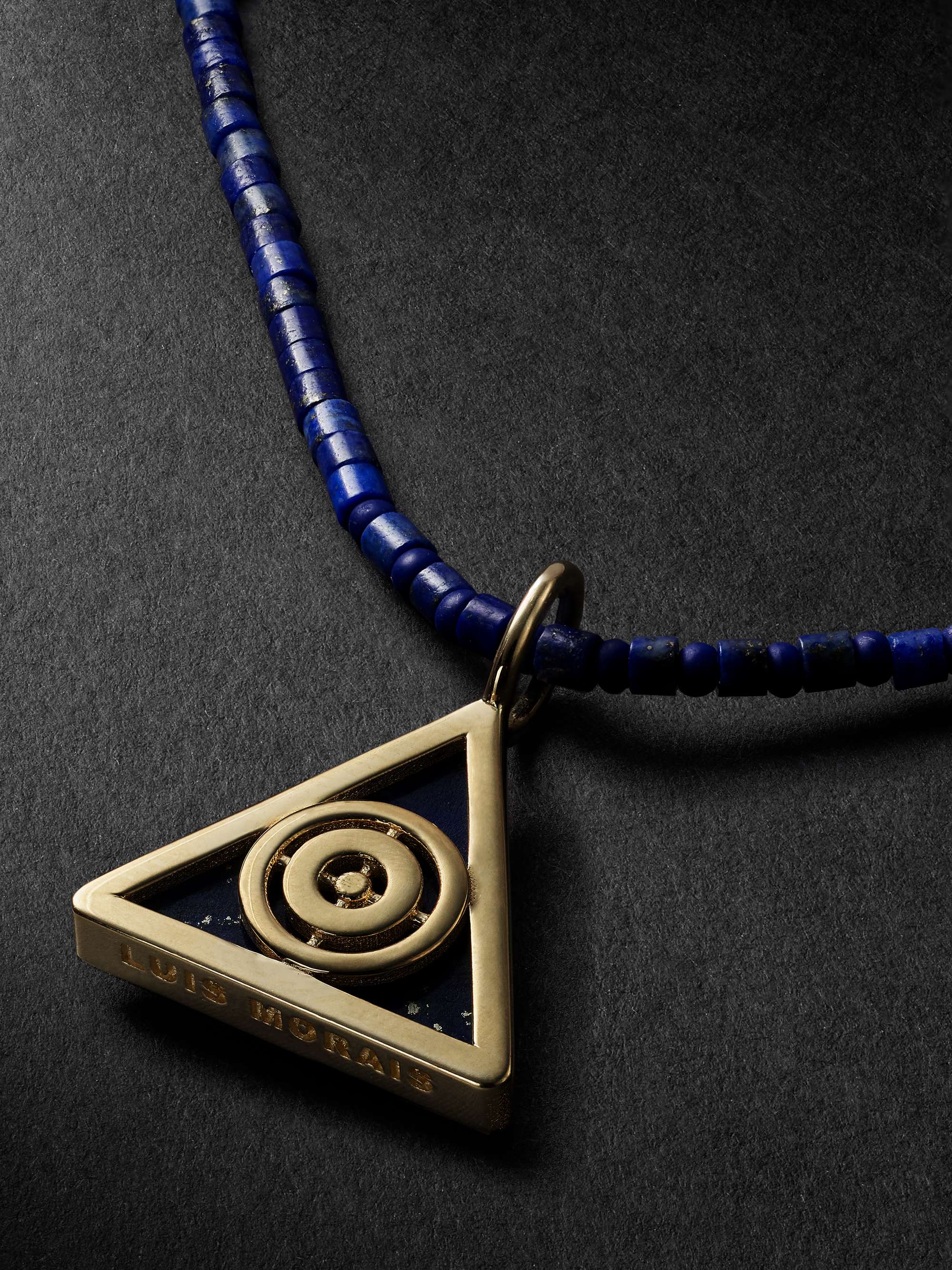 LUIS MORAIS Gold Lapis Lazuli Beaded Pendant Necklace