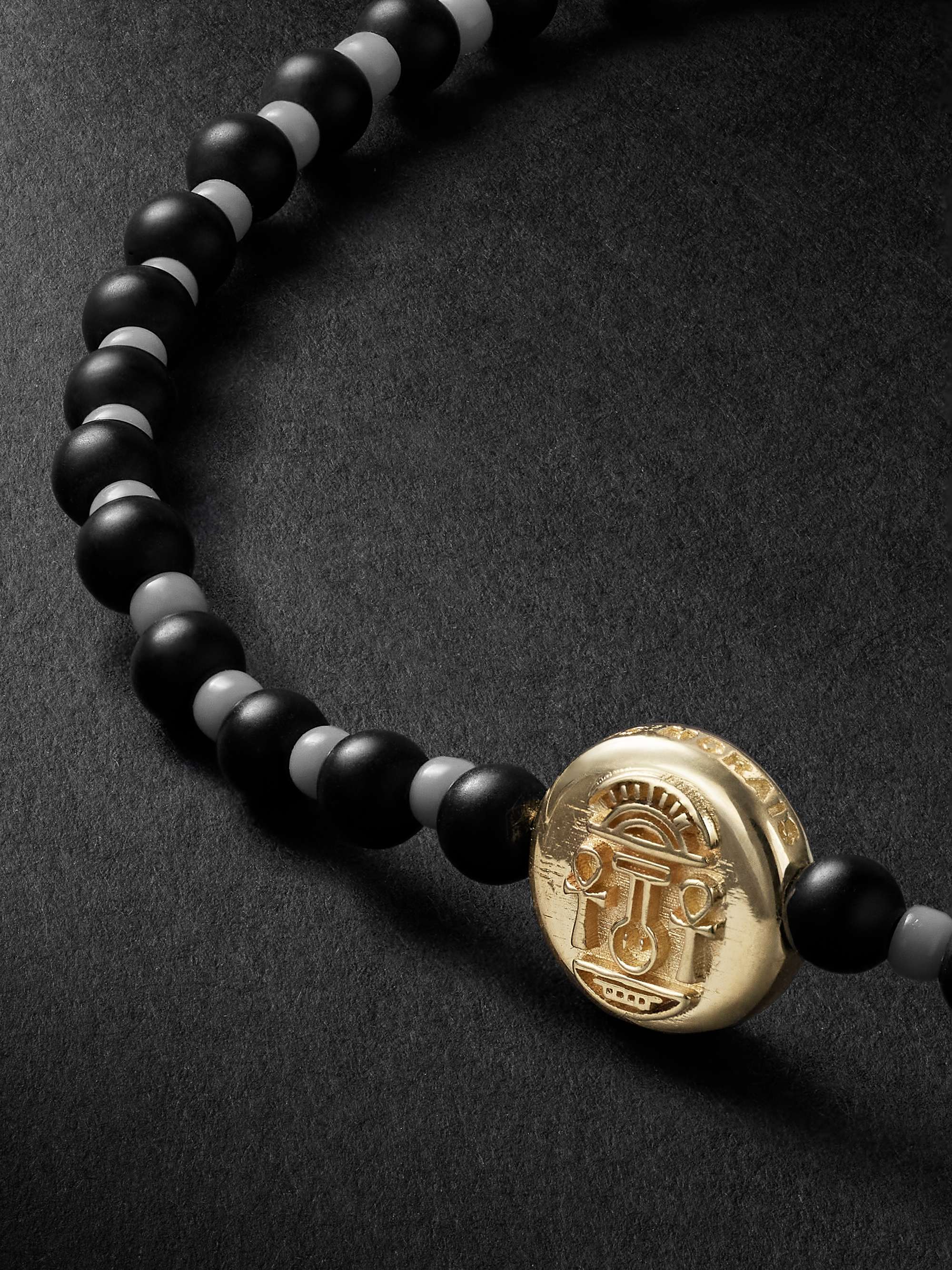 LUIS MORAIS Gold, Onyx and Glass Beaded Bracelet